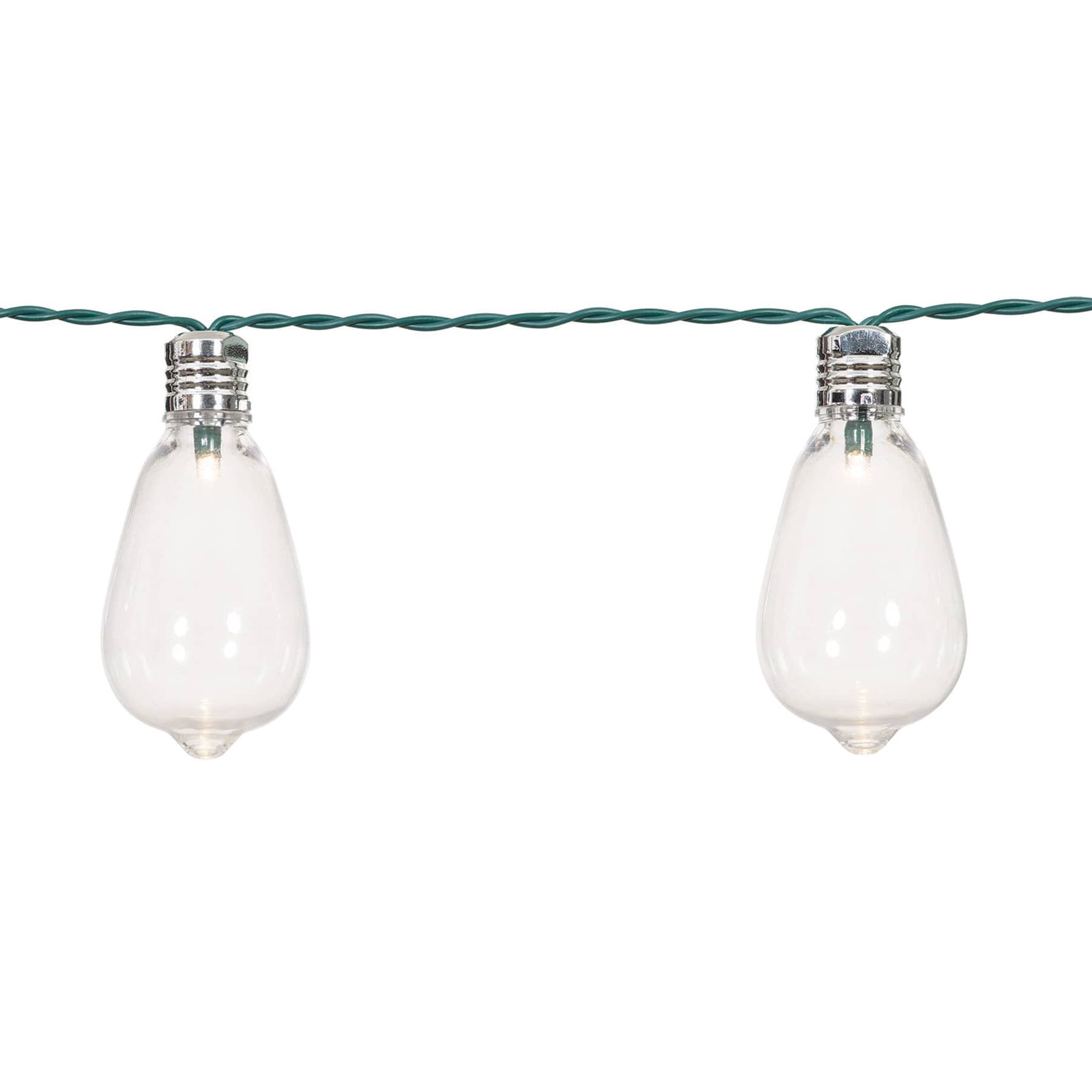 15-Count Solar LED Edison String Lights with Green Wire