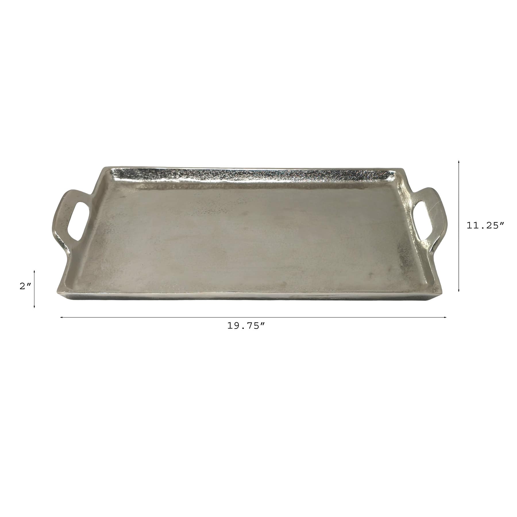 Silver Rectangle Cast Aluminum Tray, 20x11.5