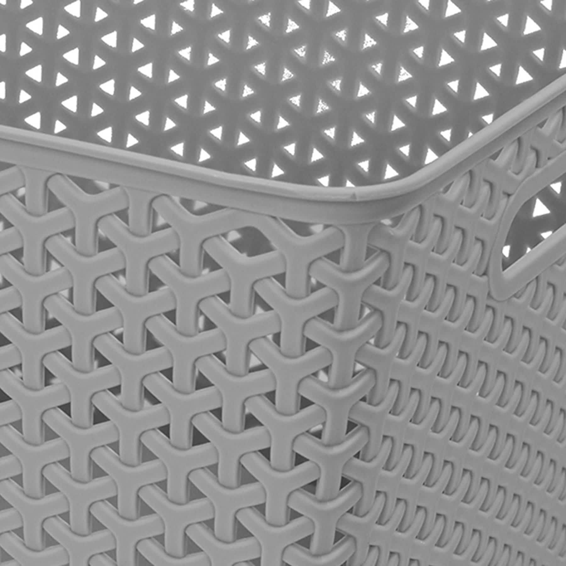 Light Grey Y-Weave Storage Basket, Large