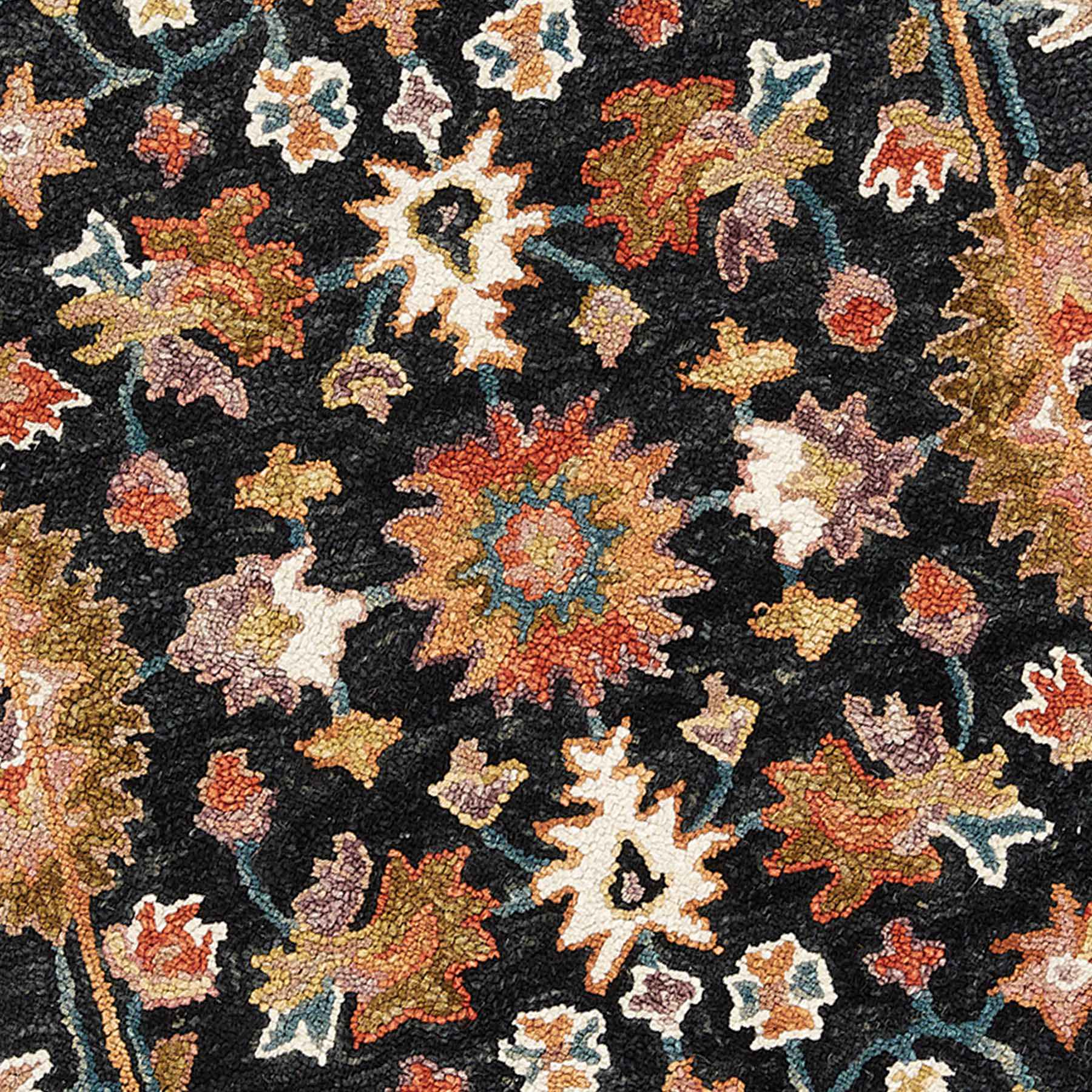 (A510) Pierce Black & Multicolor Floral Design Accent Rug, 3x5