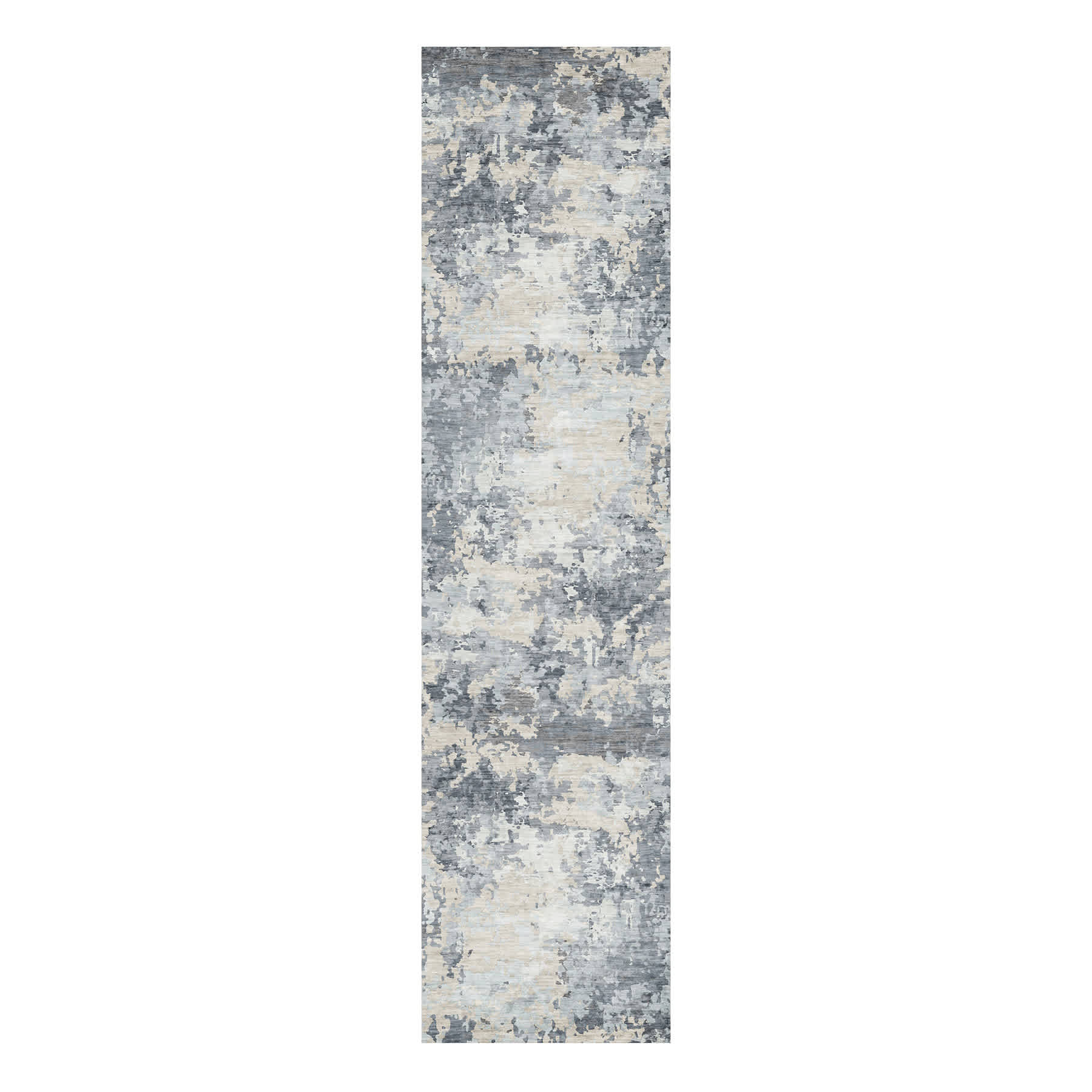 (B875) Crosby St. Dove Grey Splash Patterned Washable Runner, 2x8
