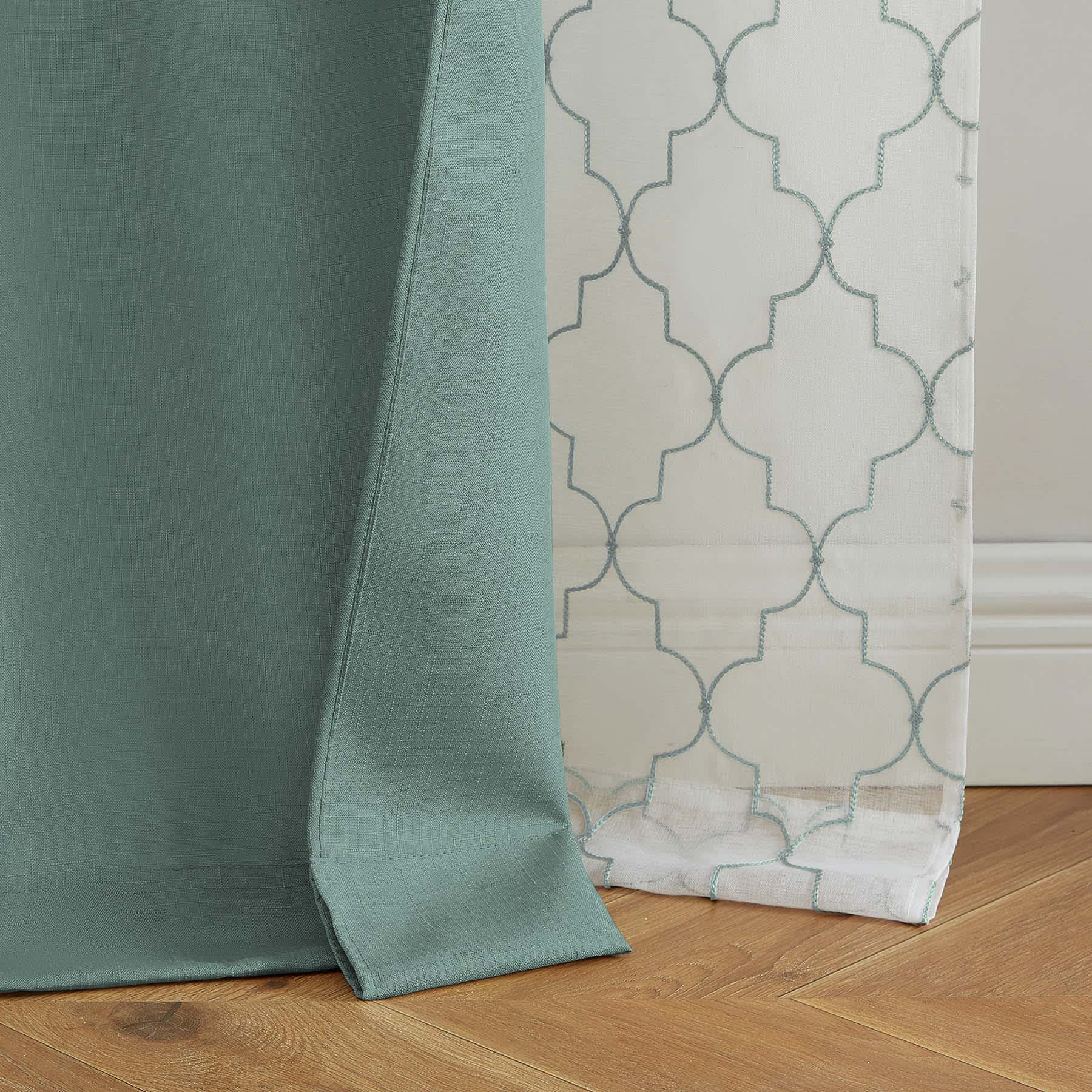 4-Pack Ryder & Northport Aqua Embroidered Light Filtering Curtain Panels, 84"