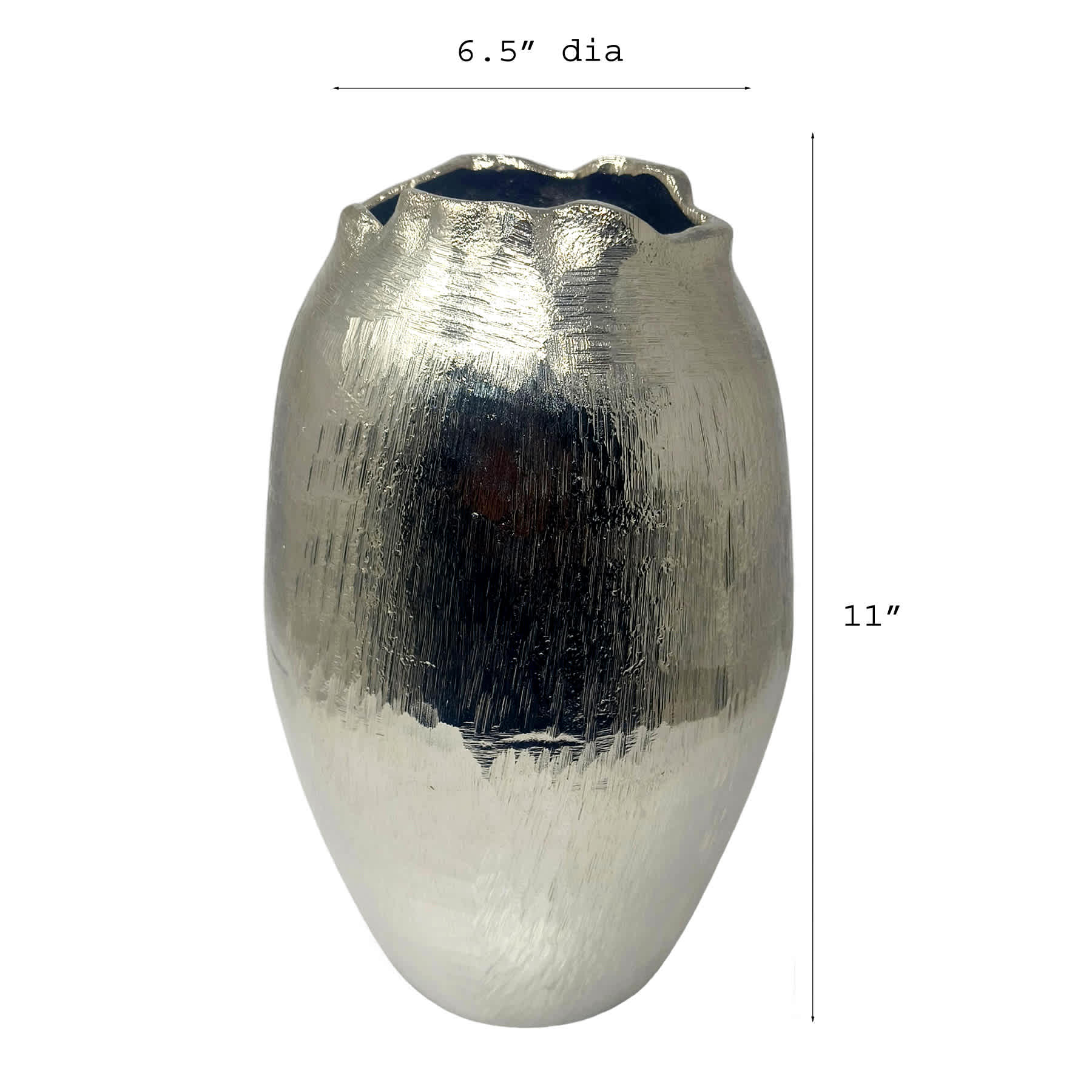 Nickel Hammered Vase, 11"