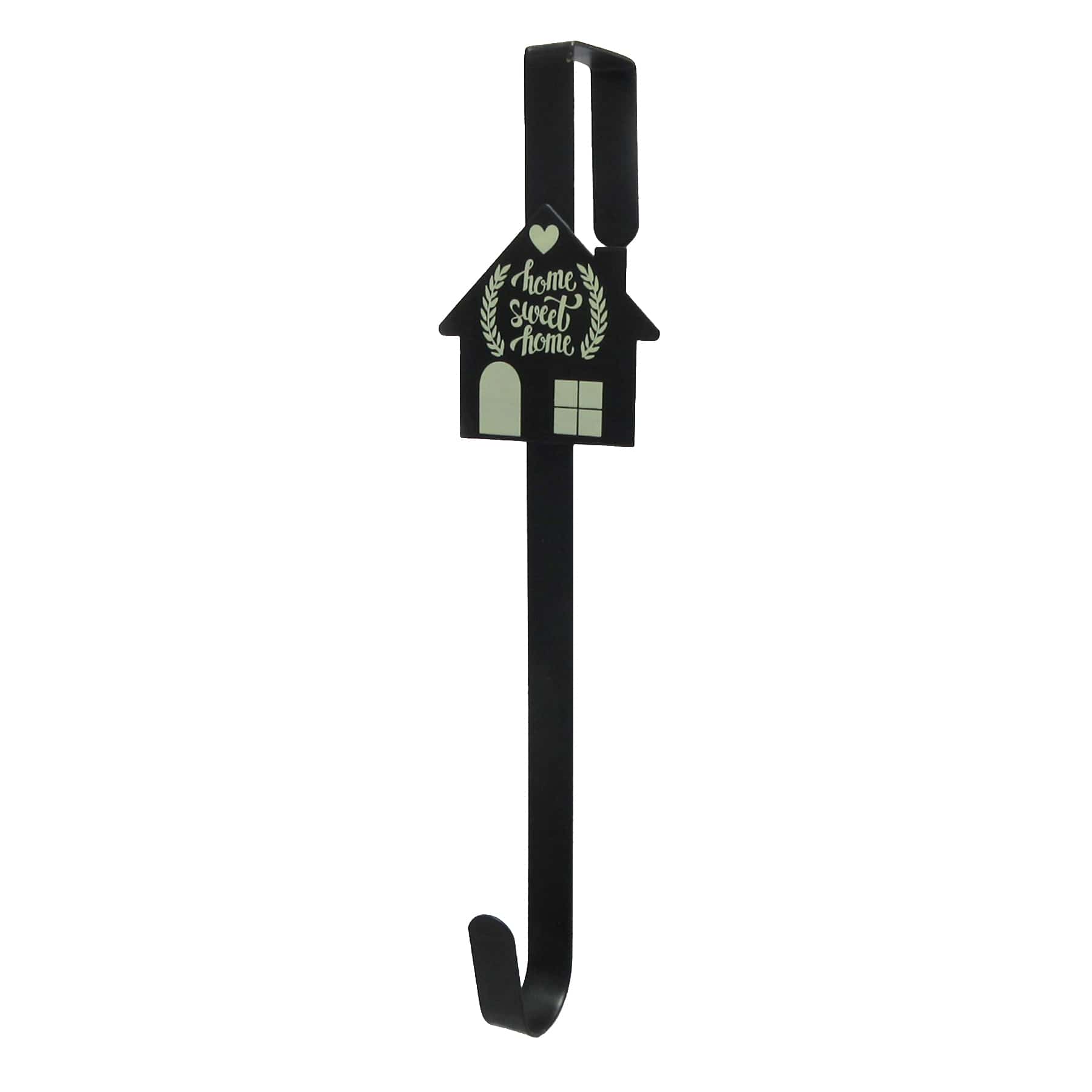 Matte Black Home Sweet Home Over the Door Wreath Hanger, 15"