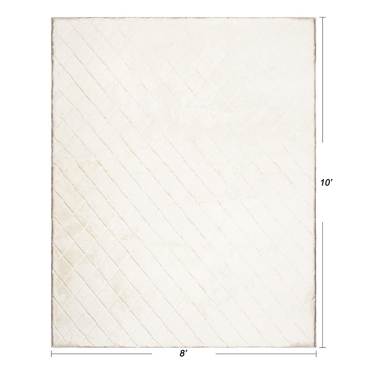 (C210) Ivory Faux Rabbit Fur Area Rug, 8x10