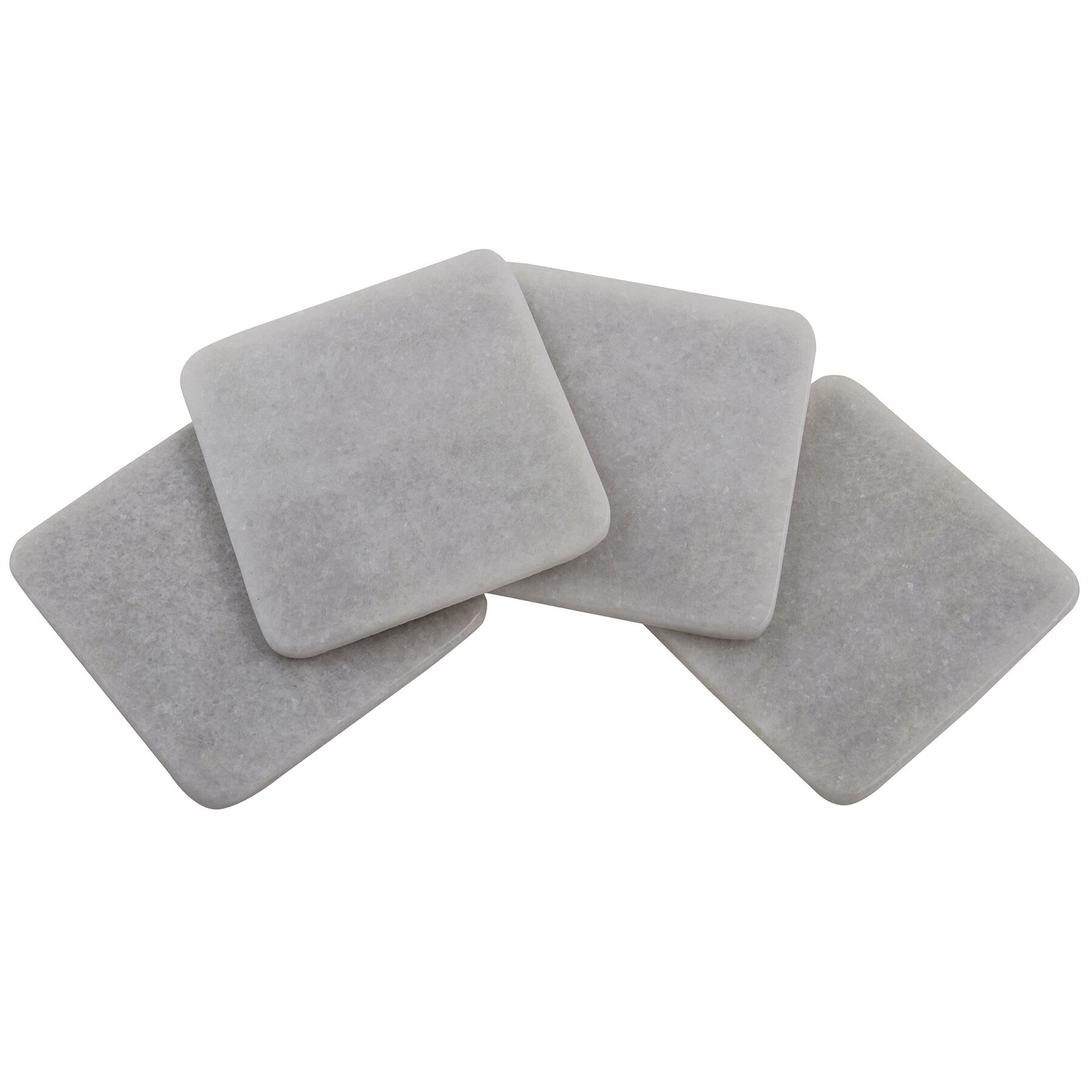 Set of 4 Square White Marbled Stoneware Coasters