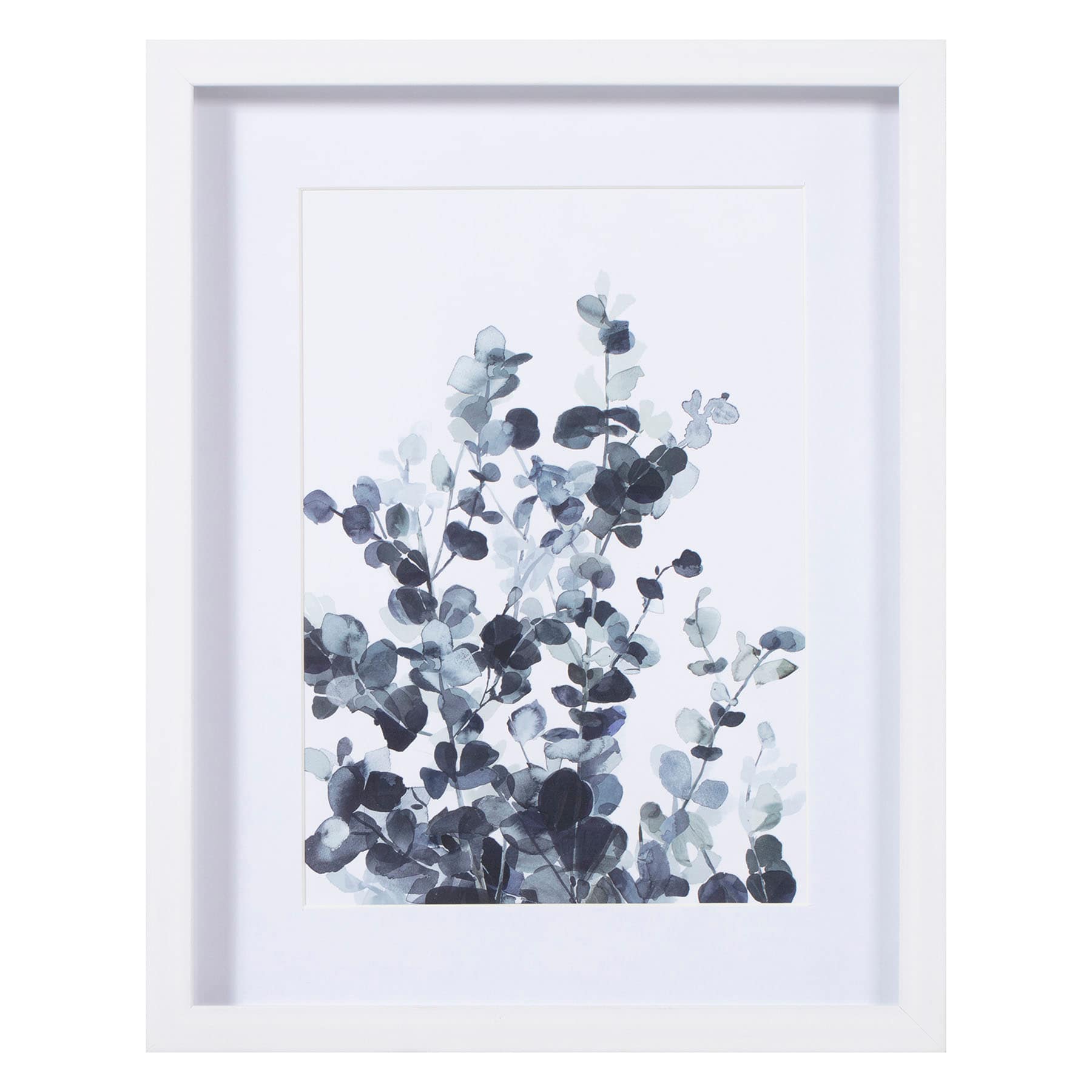 Honeybloom Glass Framed Blue Plant Print Wall Art, 11x14