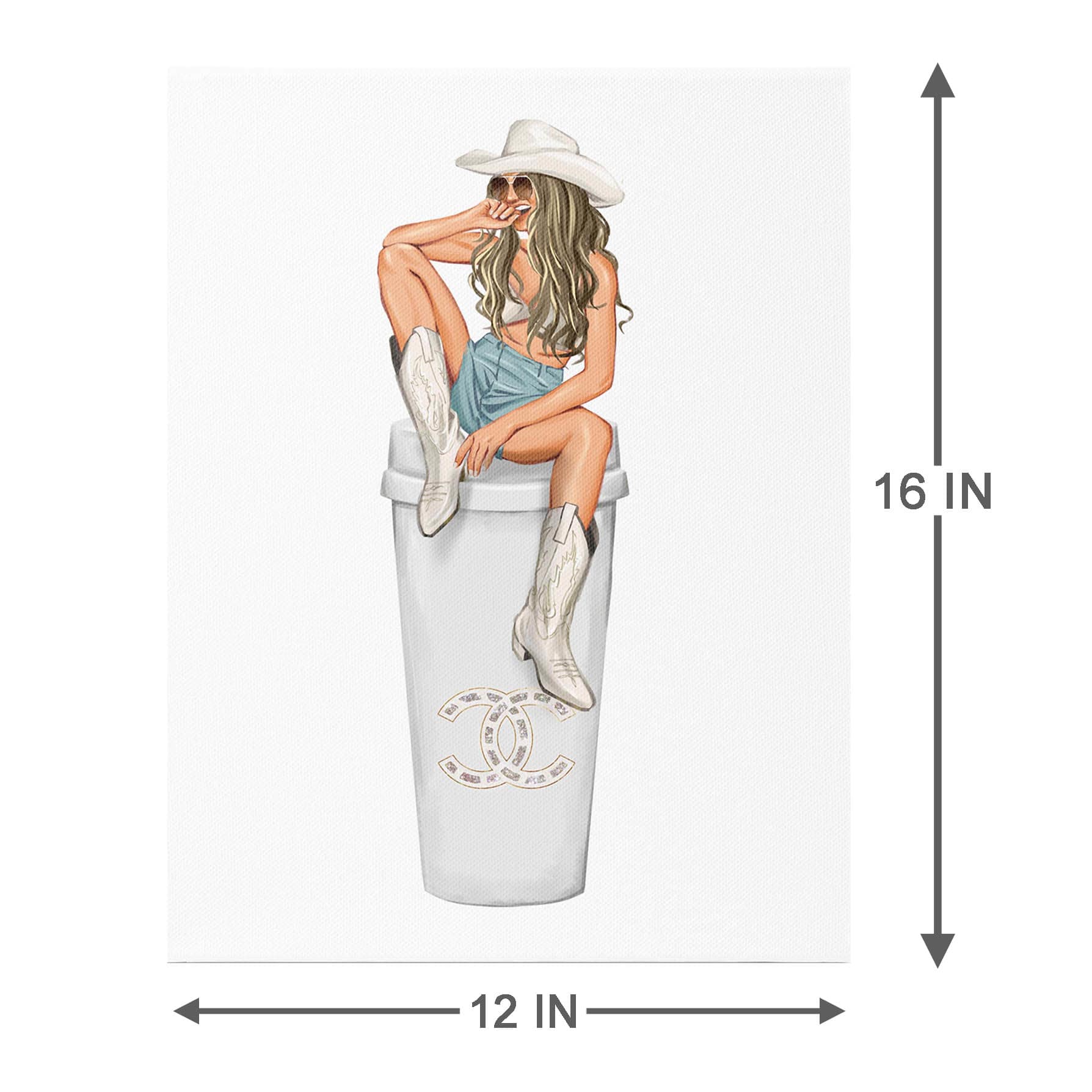 Cowgirl Coffee Cup Canvas Wall Art, 12x16