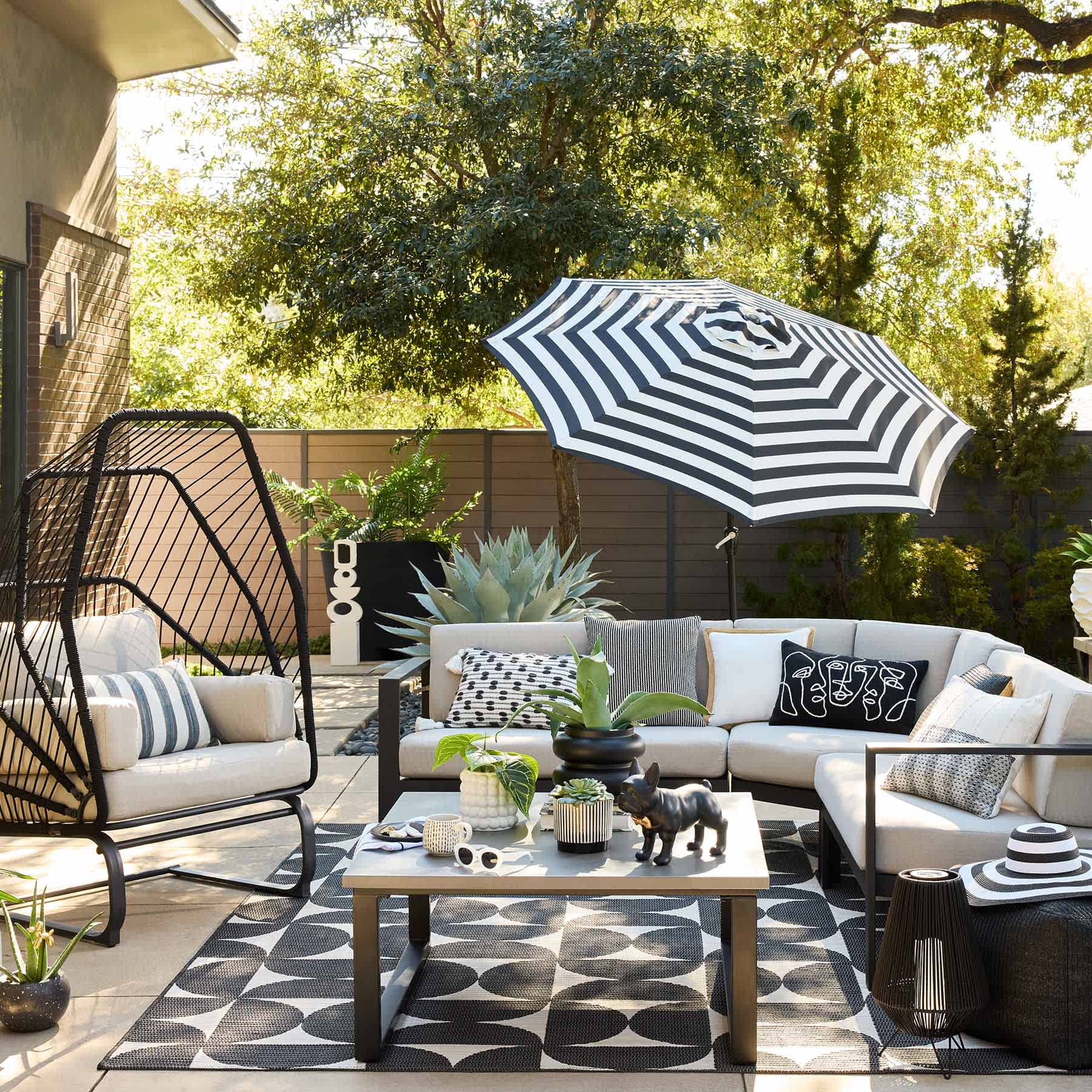 Crosby St. Black & Yellow Stripe Lumbar Outdoor Throw Pillow, 14x24