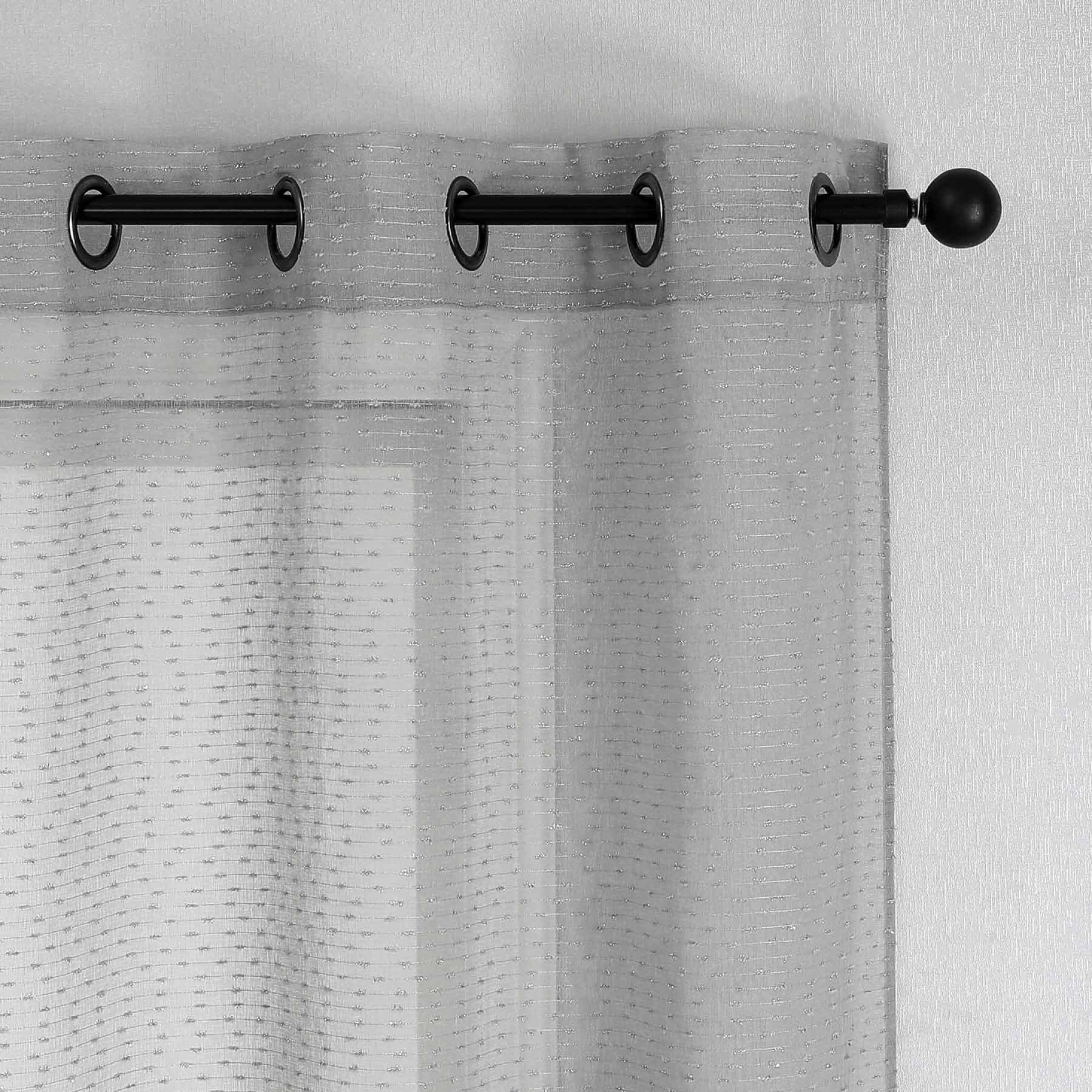 2-Pack White Textured Sheer Grommet Curtain Panels, 84"