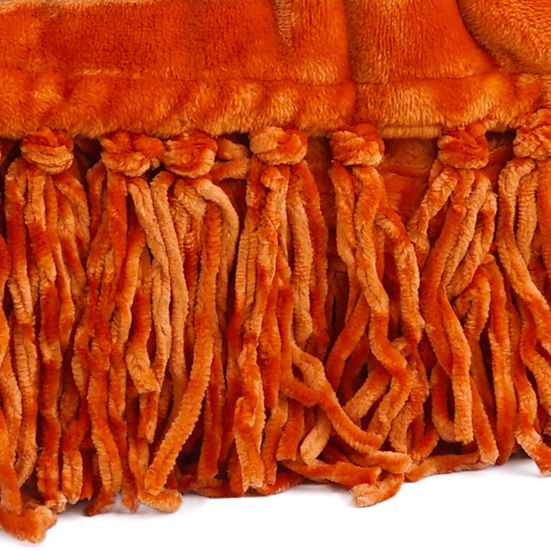 Dark Orange Fringe Throw Blanket, 50x60