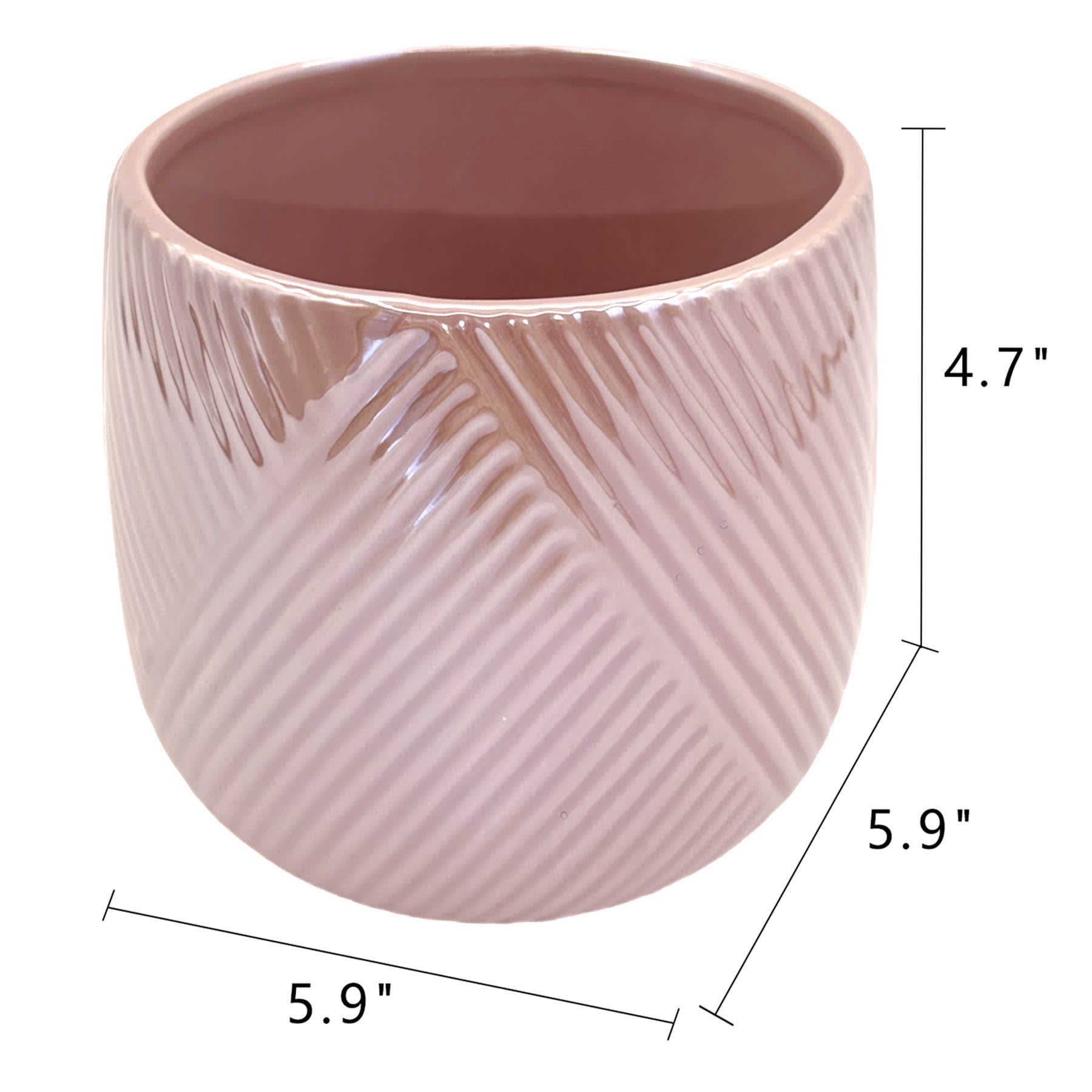 Oh Joy! Indoor Mila Pink Ribbed Iridescent Planter, 6"