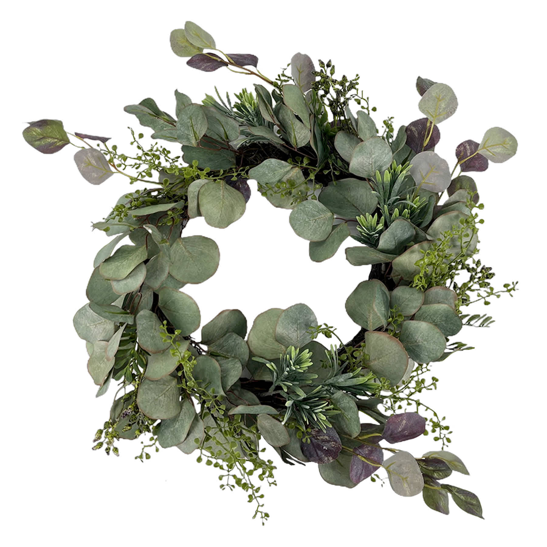 Eucalyptus Leaf Wreath with Podocarpus, 21"