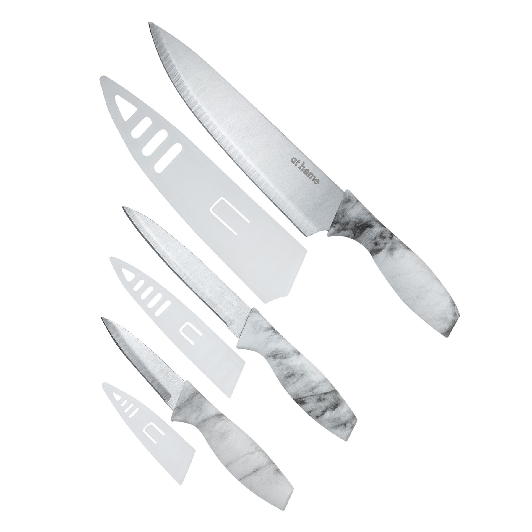 6-Piece Marble Look Handle Knife& Sheath Set