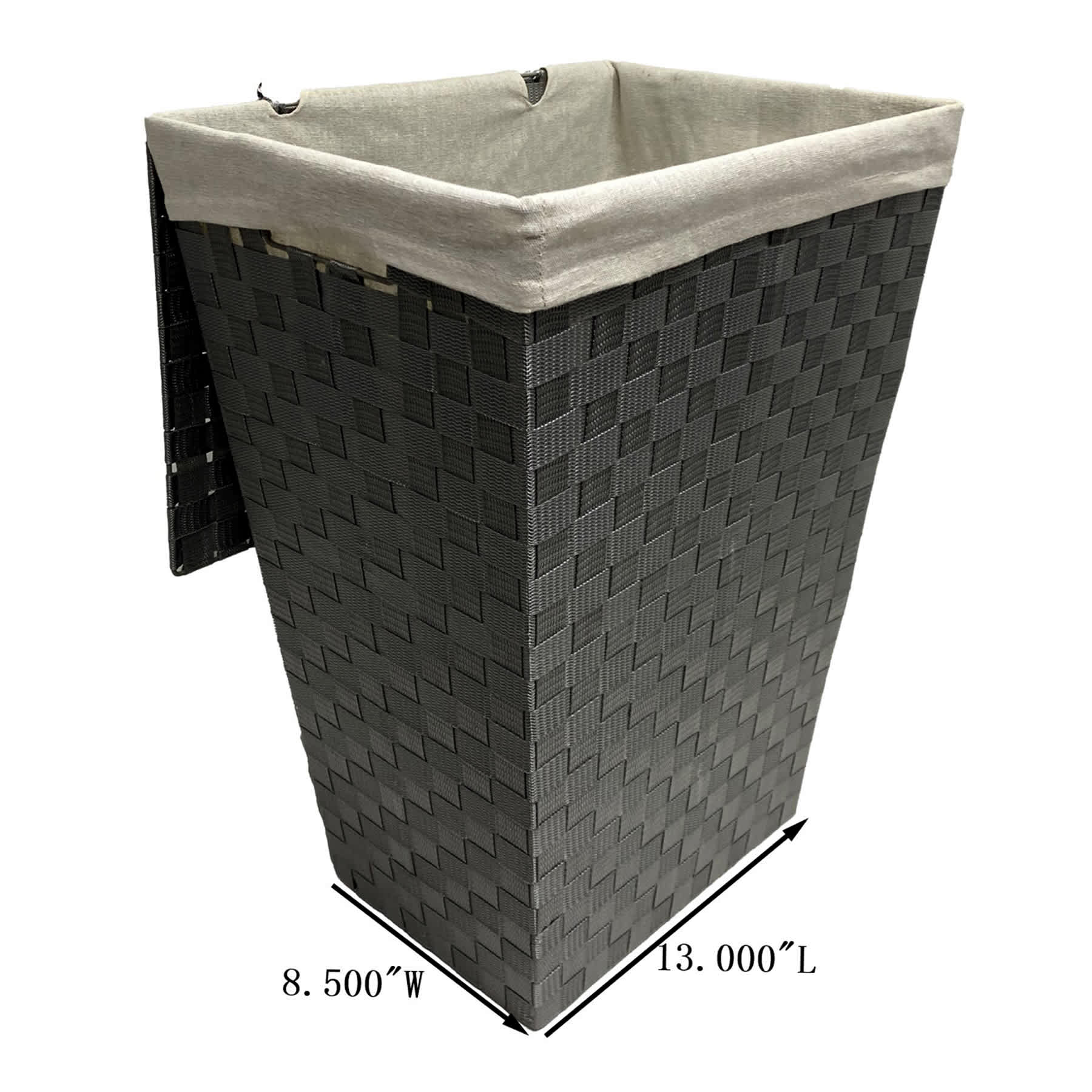 Woven Band Laundry Hamper with Lid & Removable Liner, Dark Grey