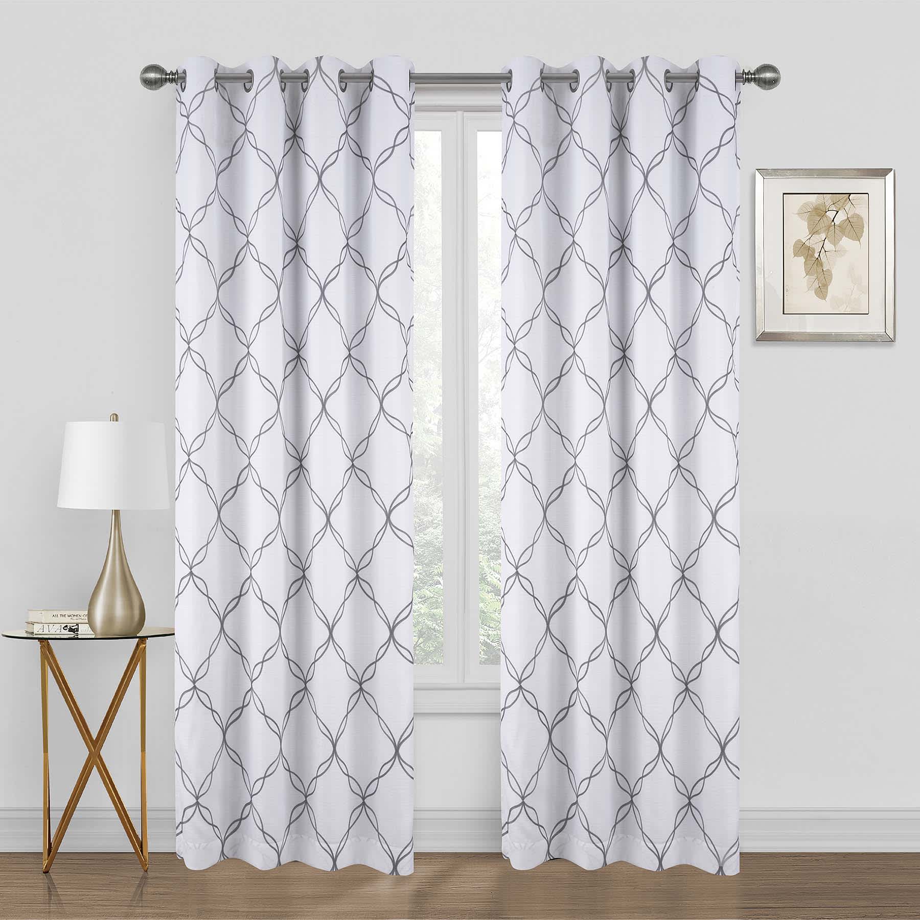 Ivory & Grey Blackout Grommet Curtain Panel, 84"