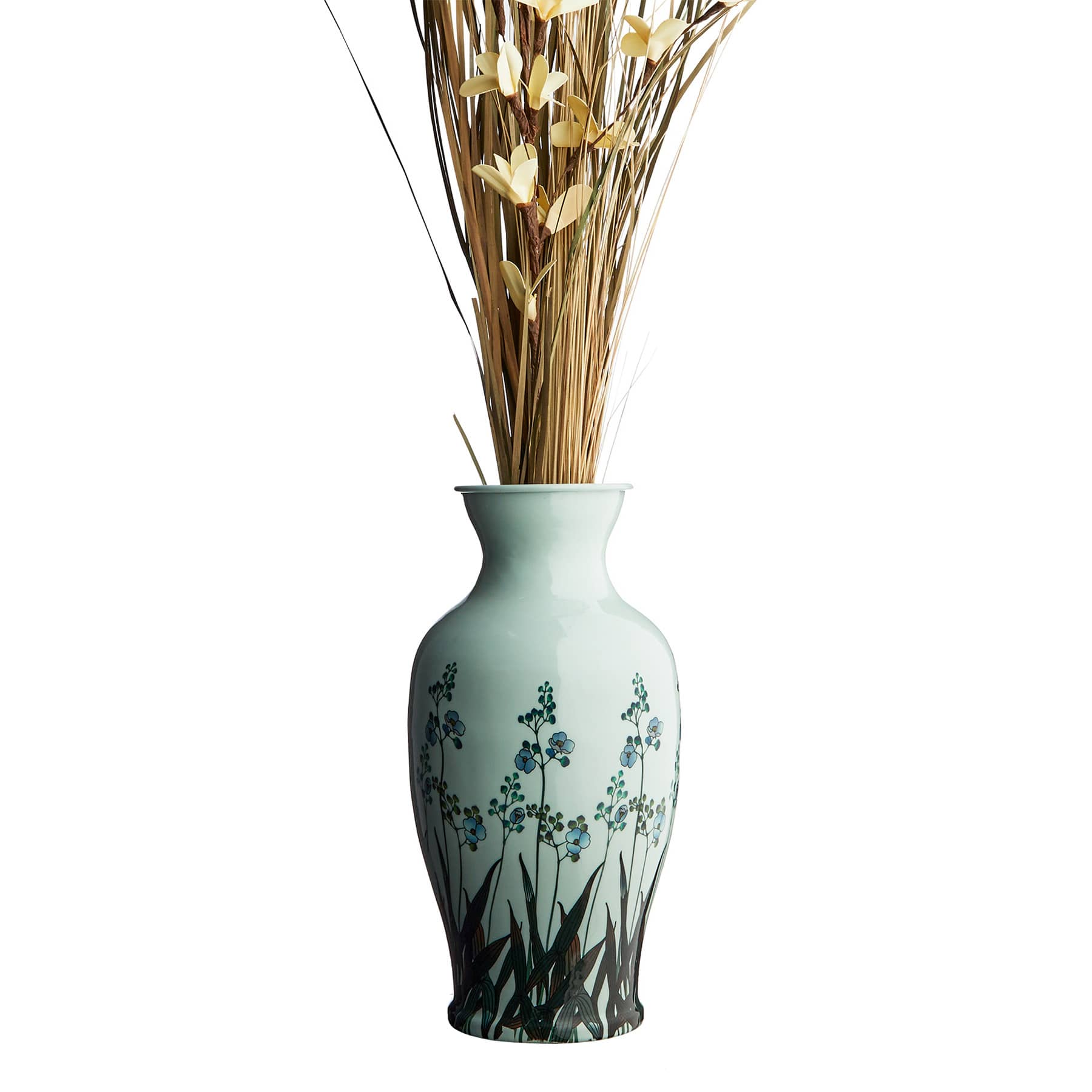 Providence Blue Floral Print Vase, 12"