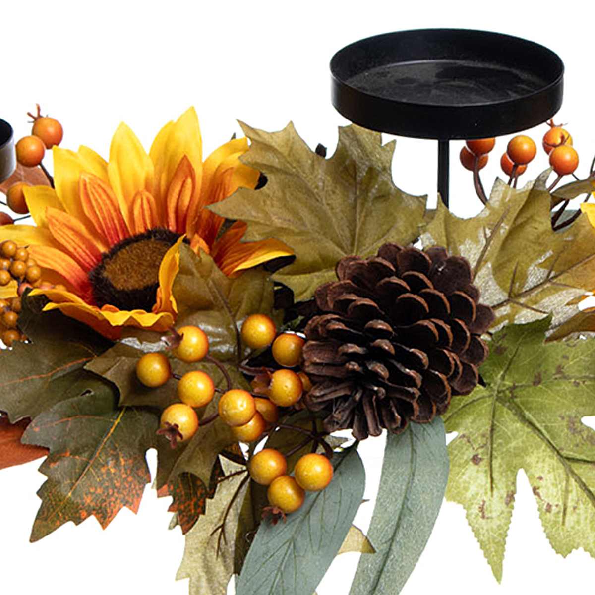 Sunflower, Berry & Acorn Candle Holder, 7"