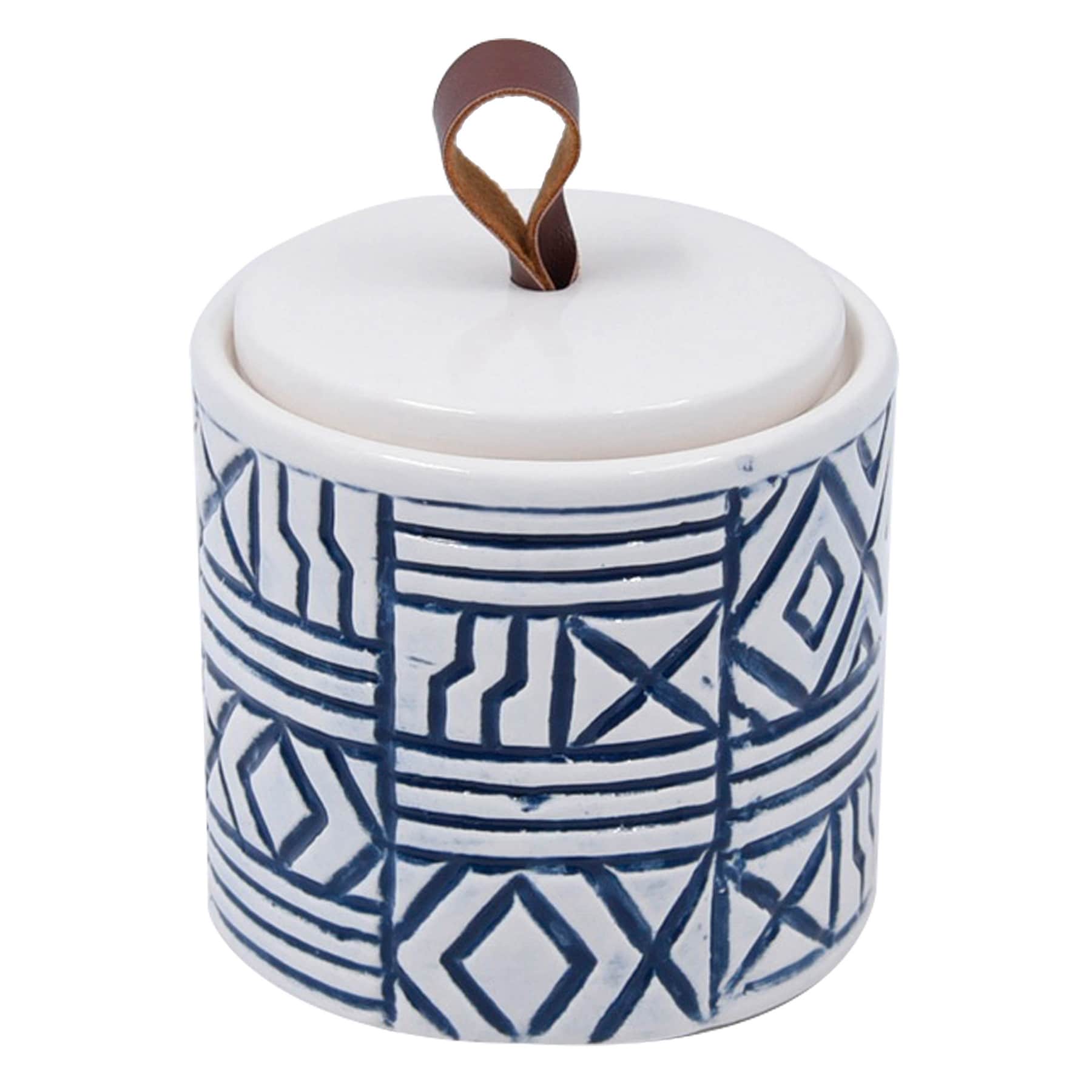 Tracey Boyd Blue Printed Ceramic Box, 3"