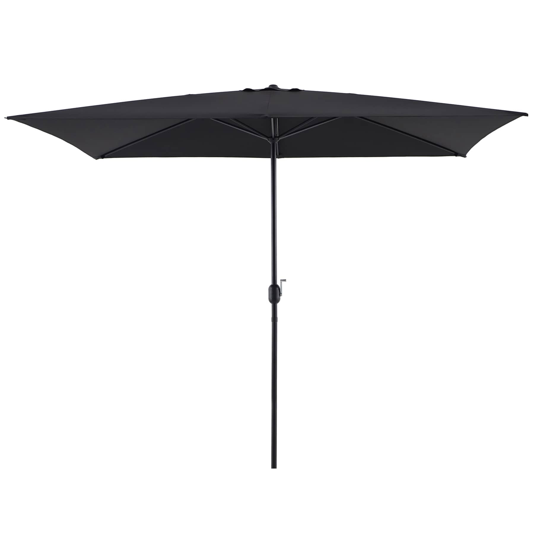 Black Crank Rectangle Patio Umbrella, 6.5x10ft