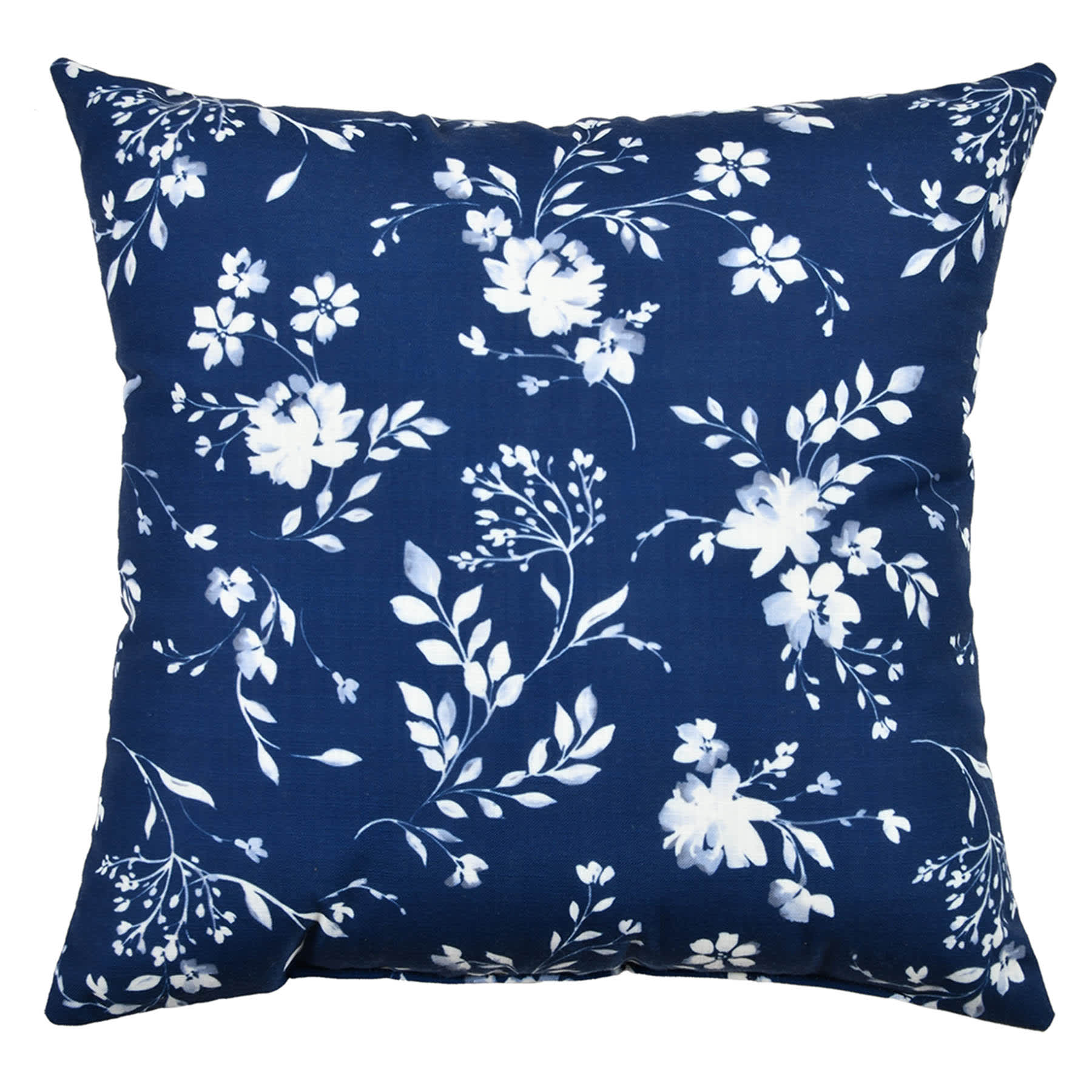 Providence Navy Blue Floral Print Throw Pillow, 18"