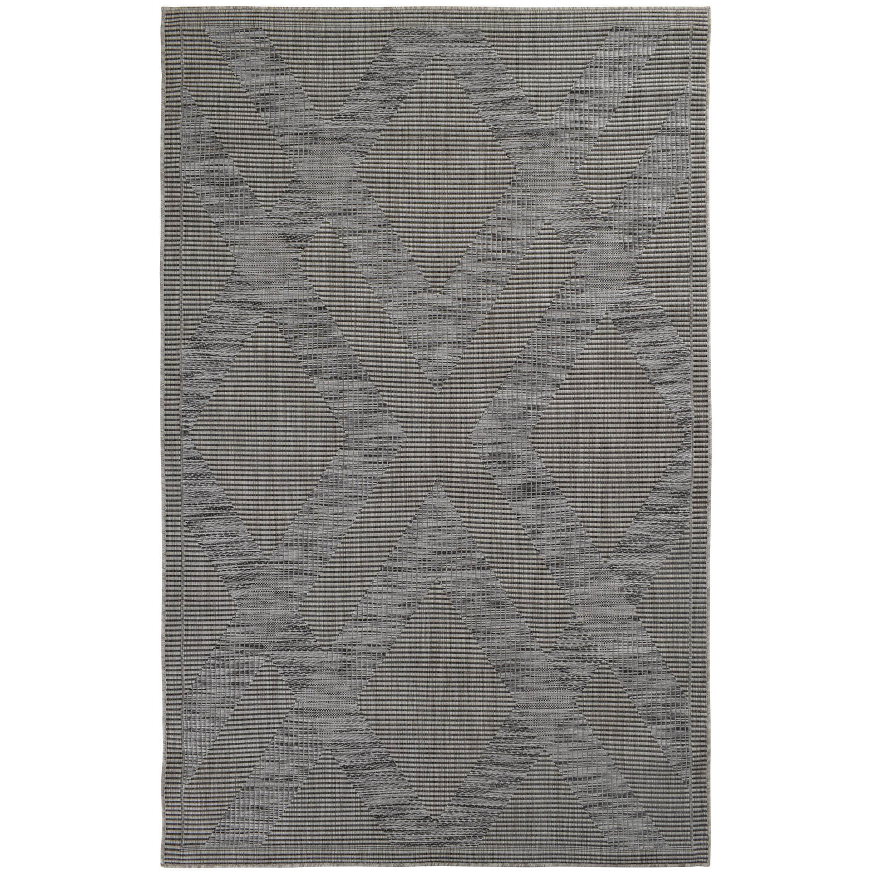 (E219) Grey Diamond Design Indoor & Outdoor Area Rug, 5x7