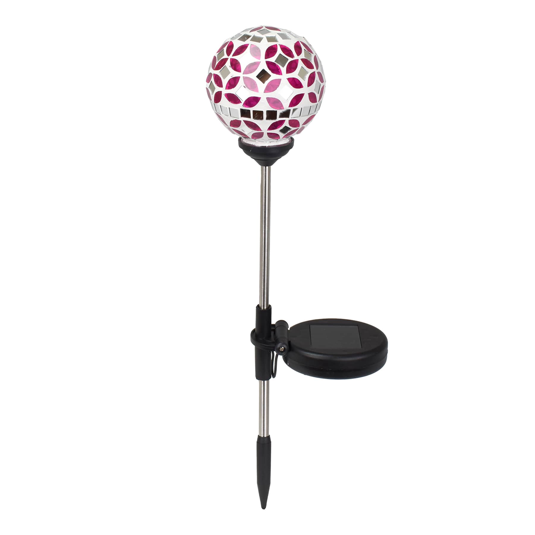 Solar Pink Mosaic Globe Pathway Light
