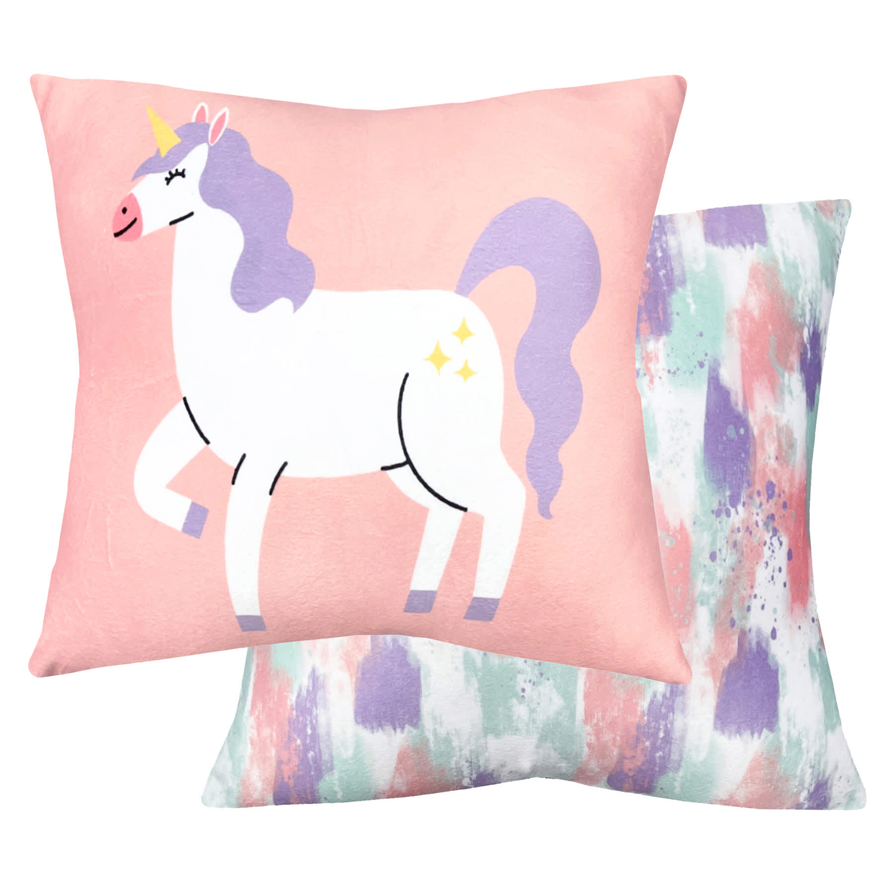 Tiny Dreamers 2-Pack Unicorn & Galaxy Throw Pillows, 14"