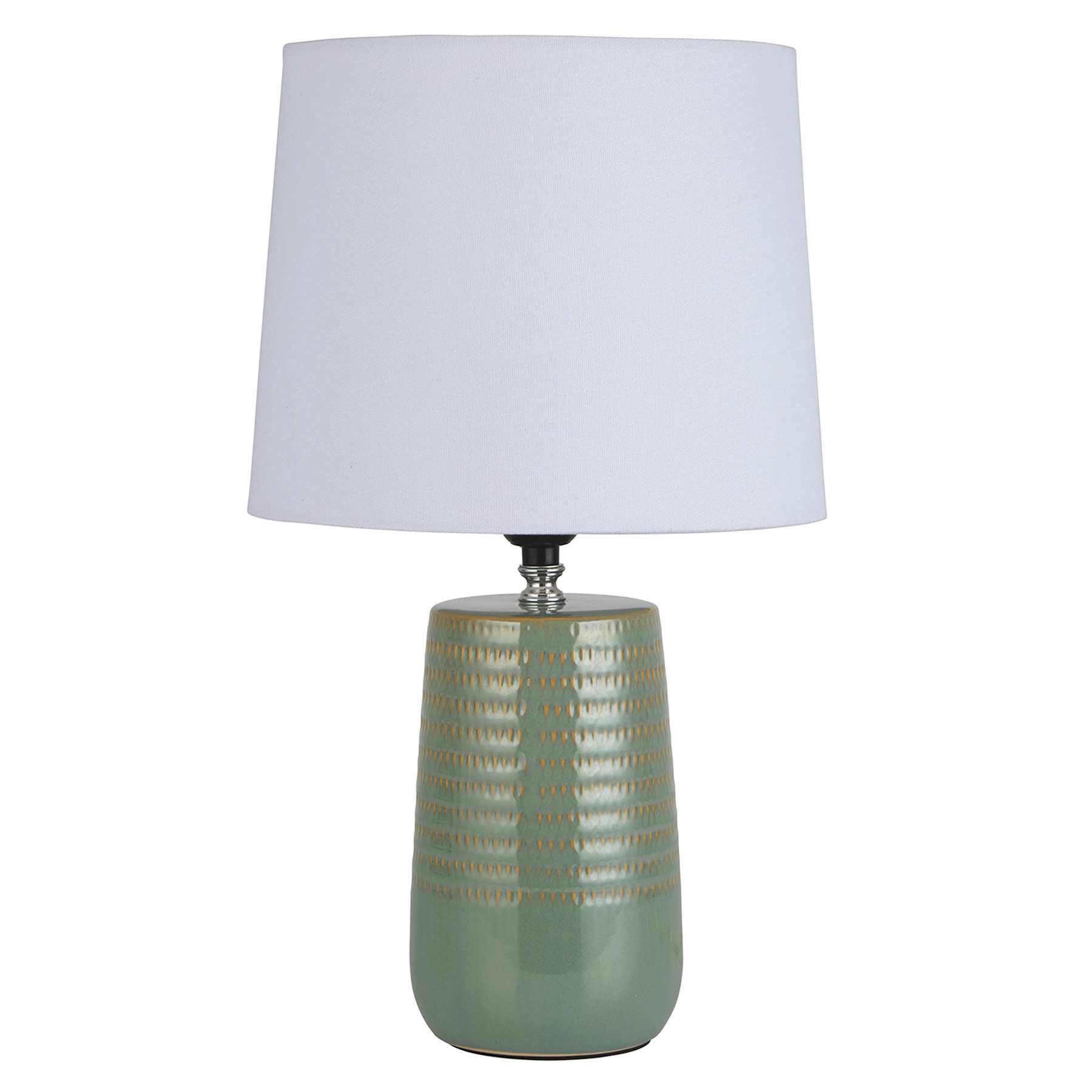 Found & Fable Green Textured Ceramic Small Lamp with Shade, 16"