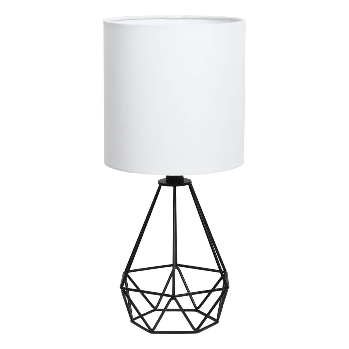 Black Metal Wire Geo Small Lamp with Shade, 17.5"