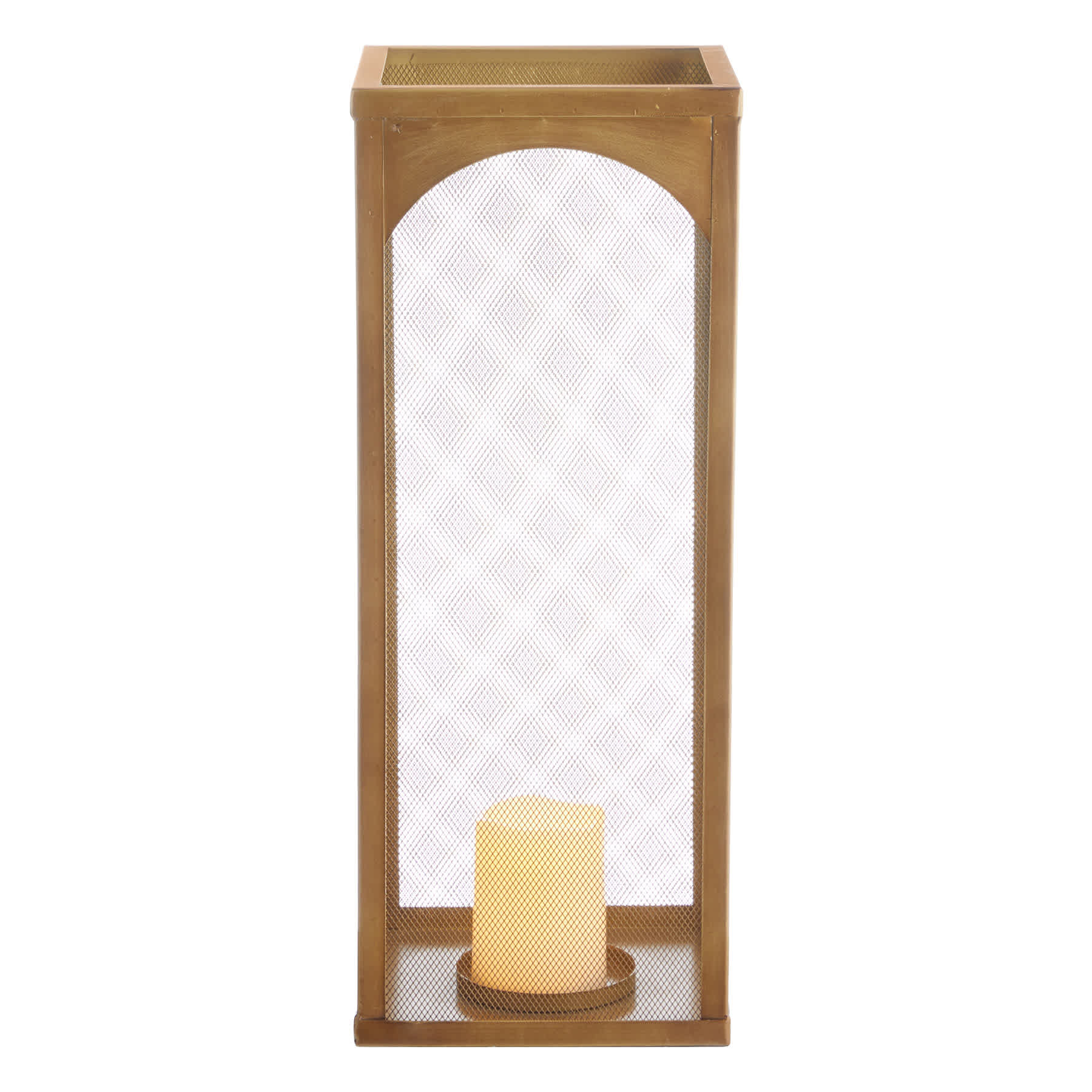 Honeybloom Metal Lantern with Brass Finish, 20"