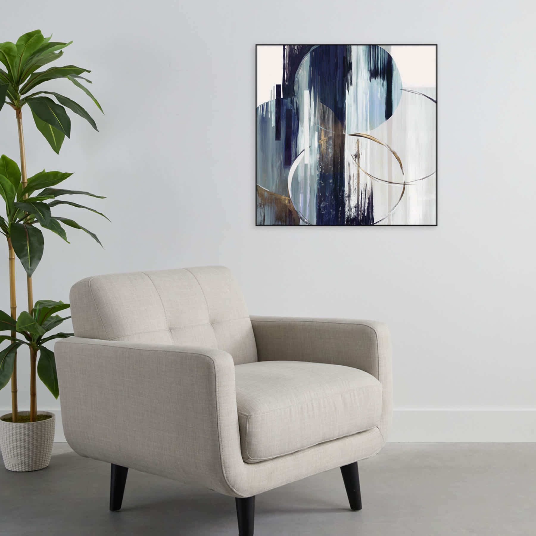 Glass Framed Abstract Print Wall Art, 31"