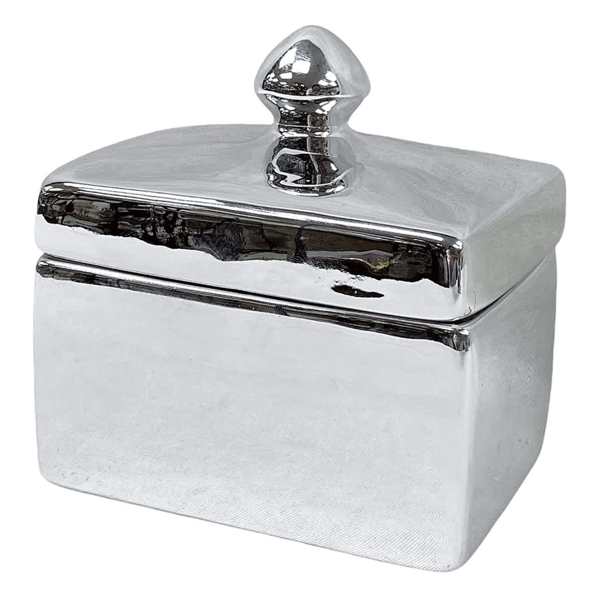 Found & Fable Silver Ceramic Decorative Box, 4.5"