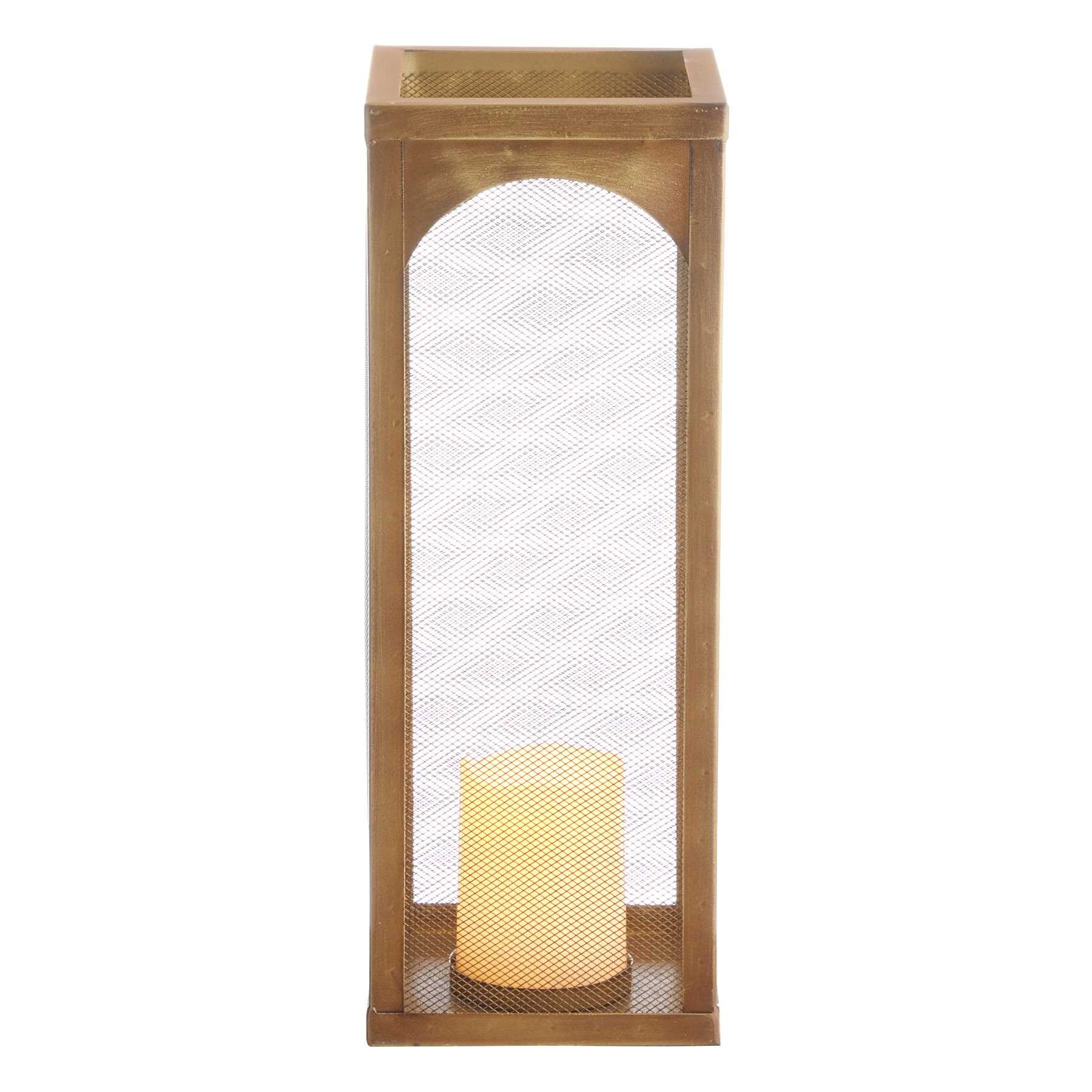 Honeybloom Metal Lantern with Brass Finish, 15"