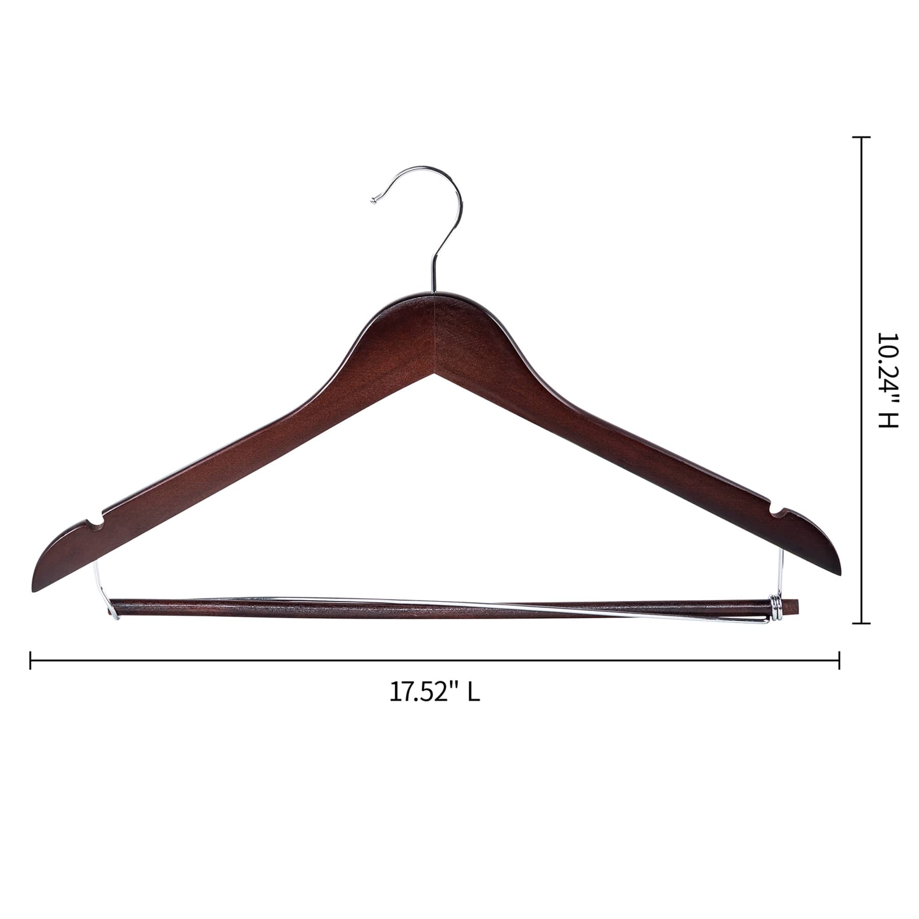 5-Piece Wooden Suit Hangers with Bar, Espresso