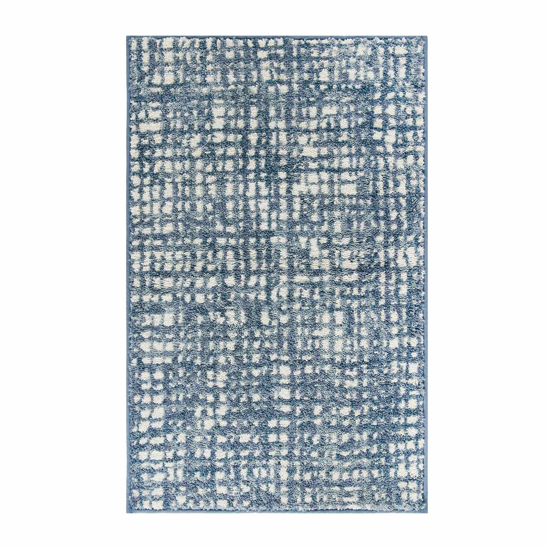 Grayson Blue Abstract Knitted Washable Accent Rug with Gel Latex Back, 20x32