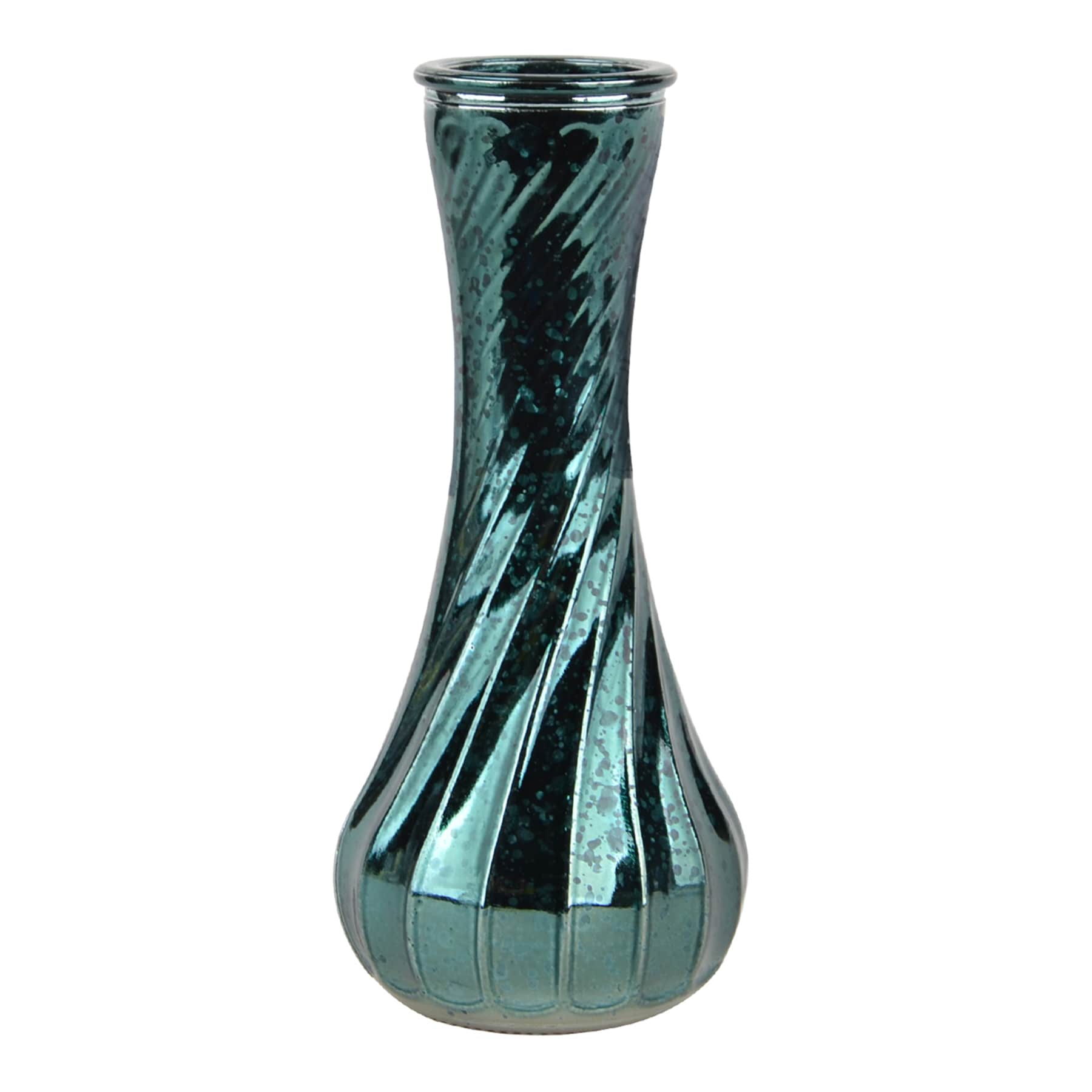 Green Mercury Glass Bud Vase, 6"