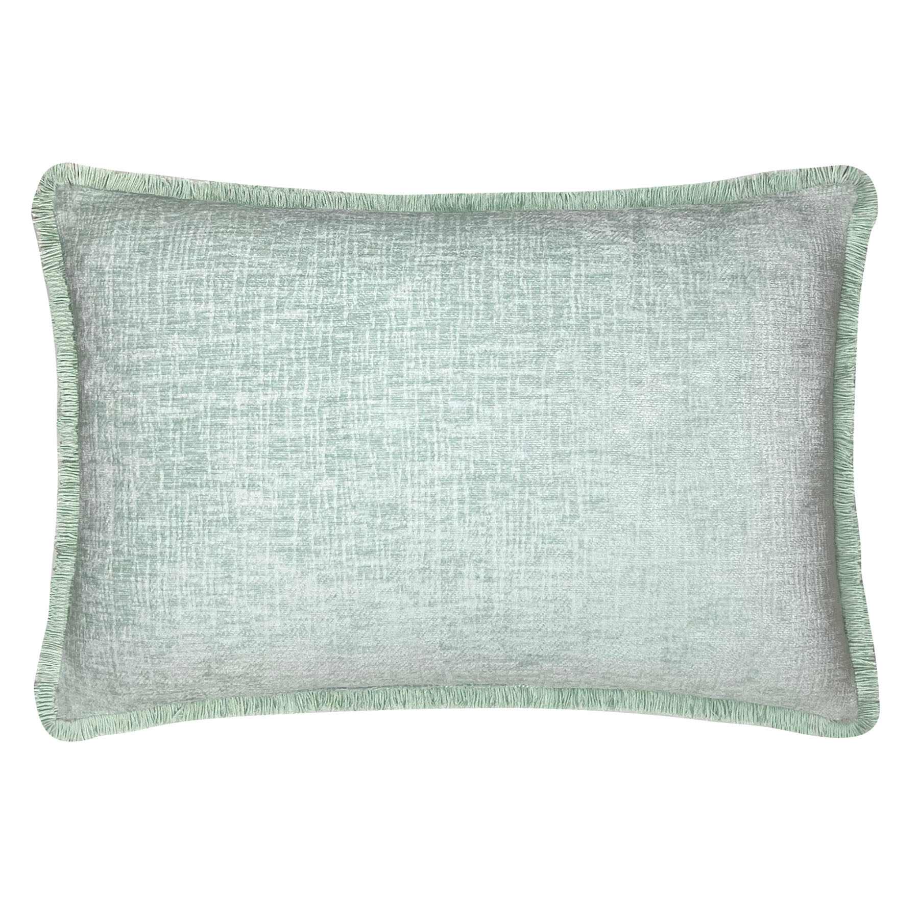 Providence Green Chenille Throw Pillow with Fringe, 14x20