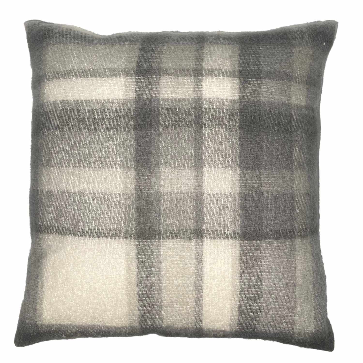 Honeybloom Blue Plaid Mohair Throw Pillow, 24"