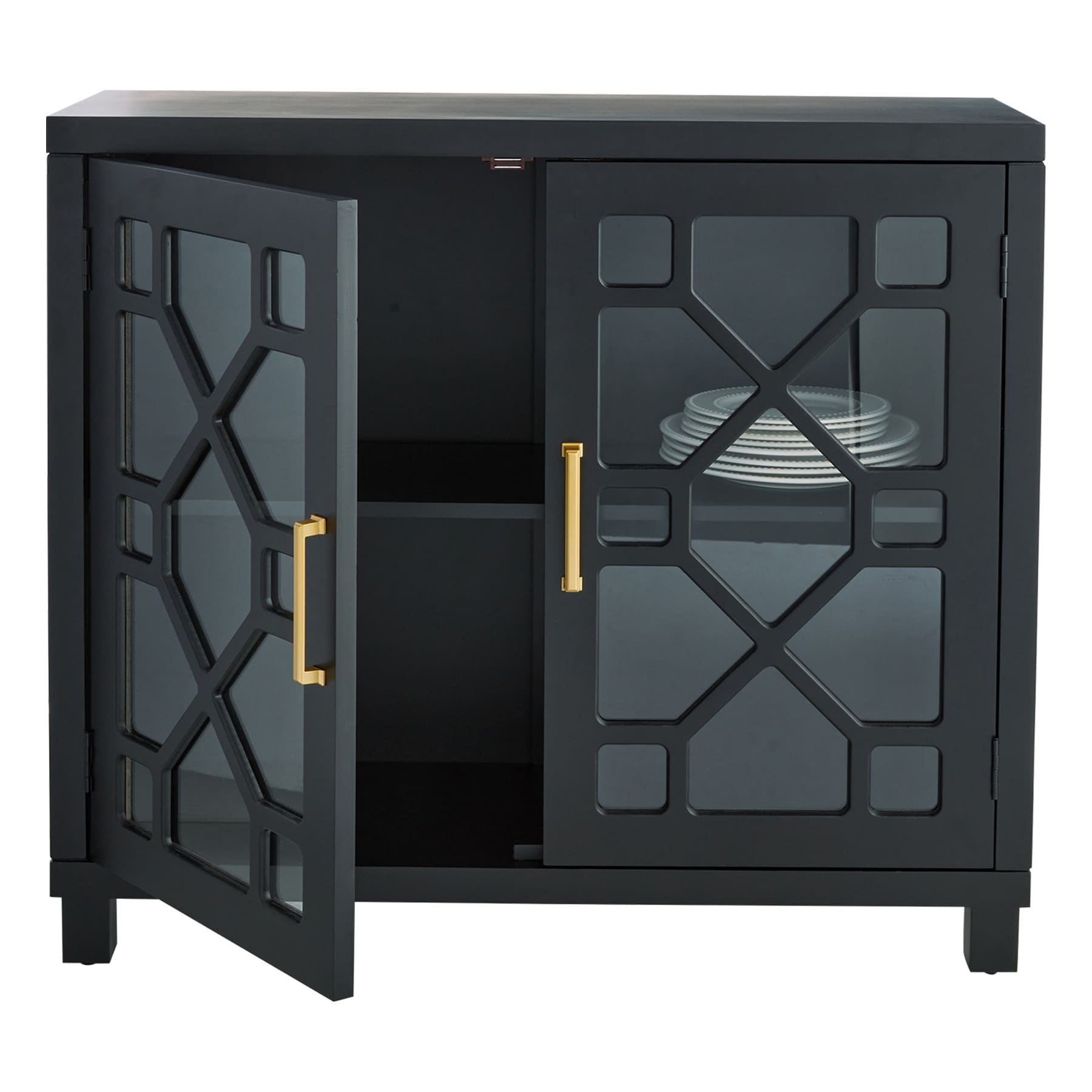Providence Merrick Black Glass Pane Cabinet