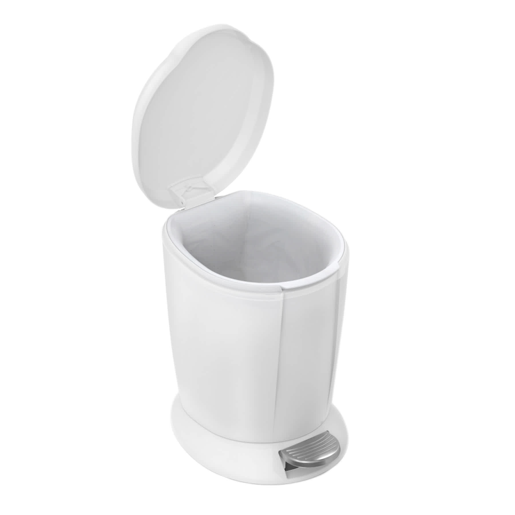 SimpleHuman Round White Bathroom Step Wastebasket, 6l (1.6Gal)