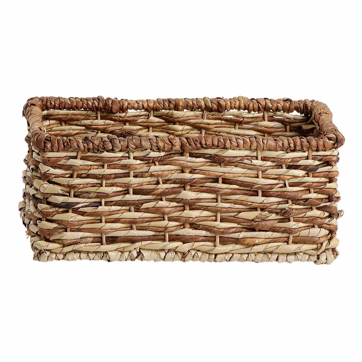 Bacburi Woven Abaca Rectangle Shelf Storage Tote, Medium