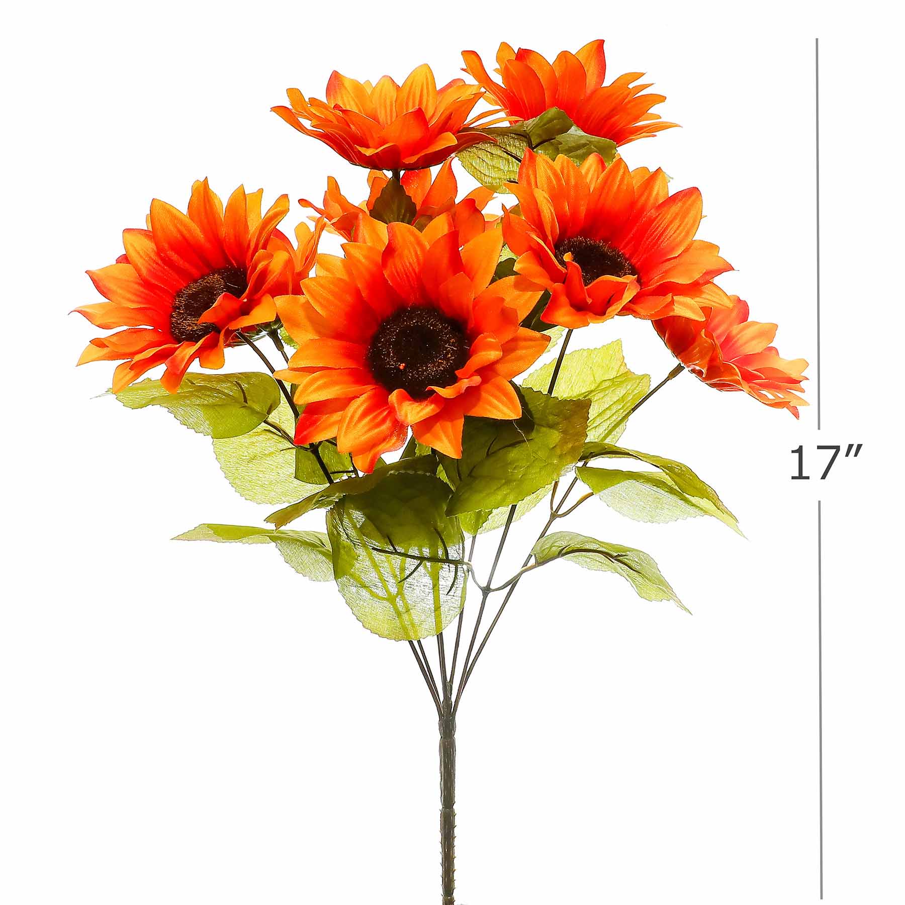 Orange Sunflower Bush, 17"