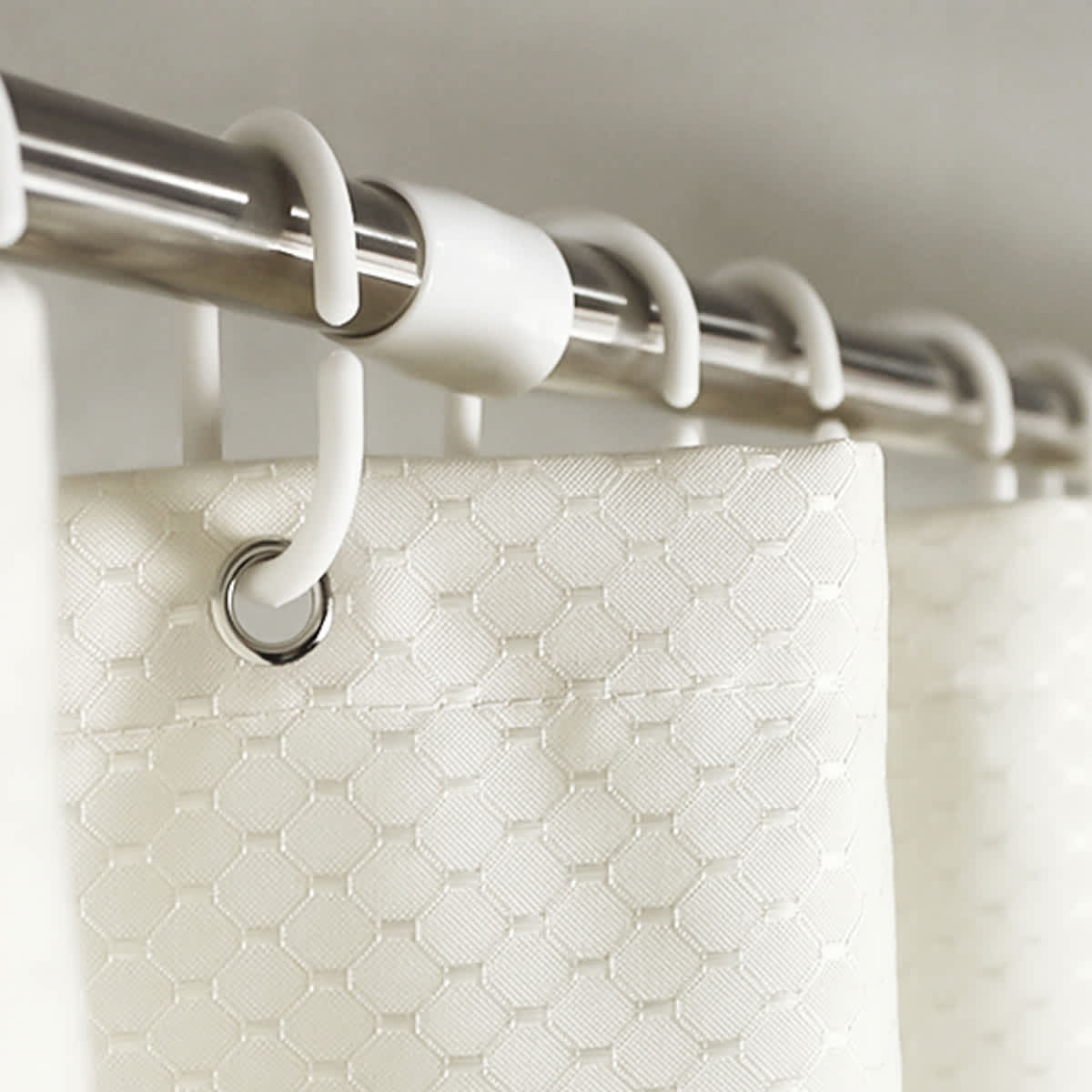 12-Pack White Plastic Shower Curtain Rings