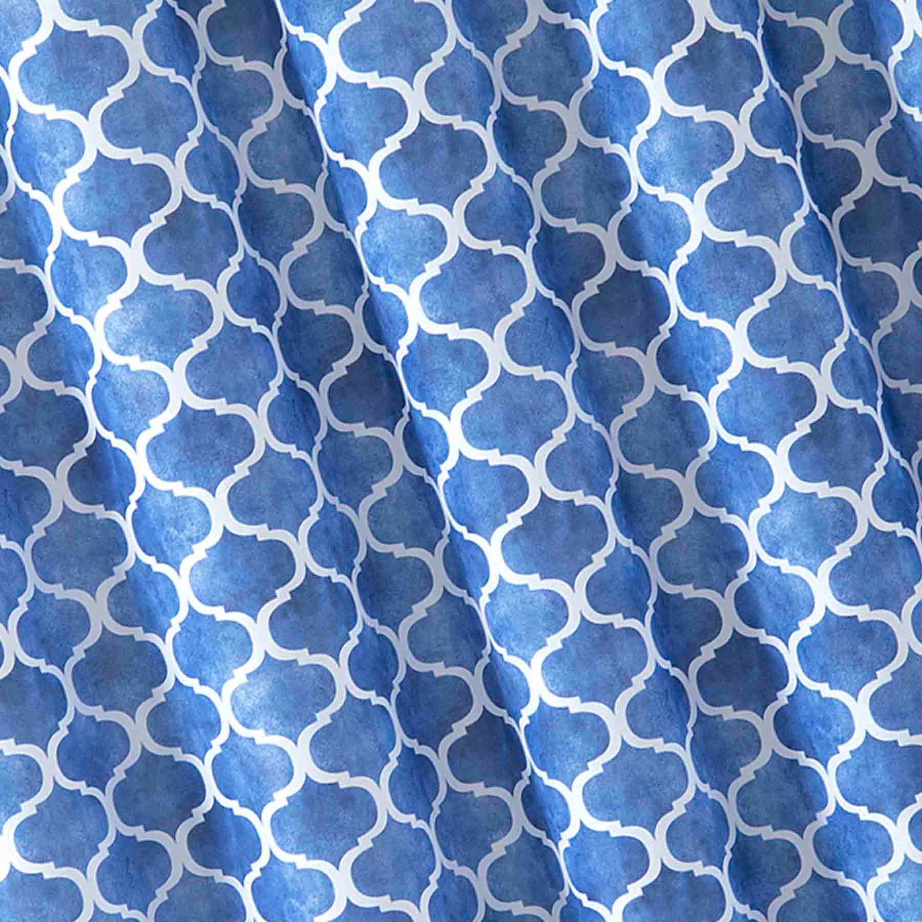 13-Piece Navy Watercolor Trellis Shower Curtain Set, 72"