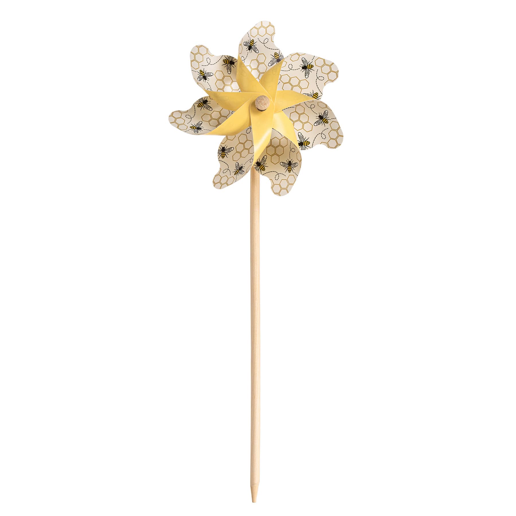 Honeybloom Yellow Honey Bee Whirligig, 19"