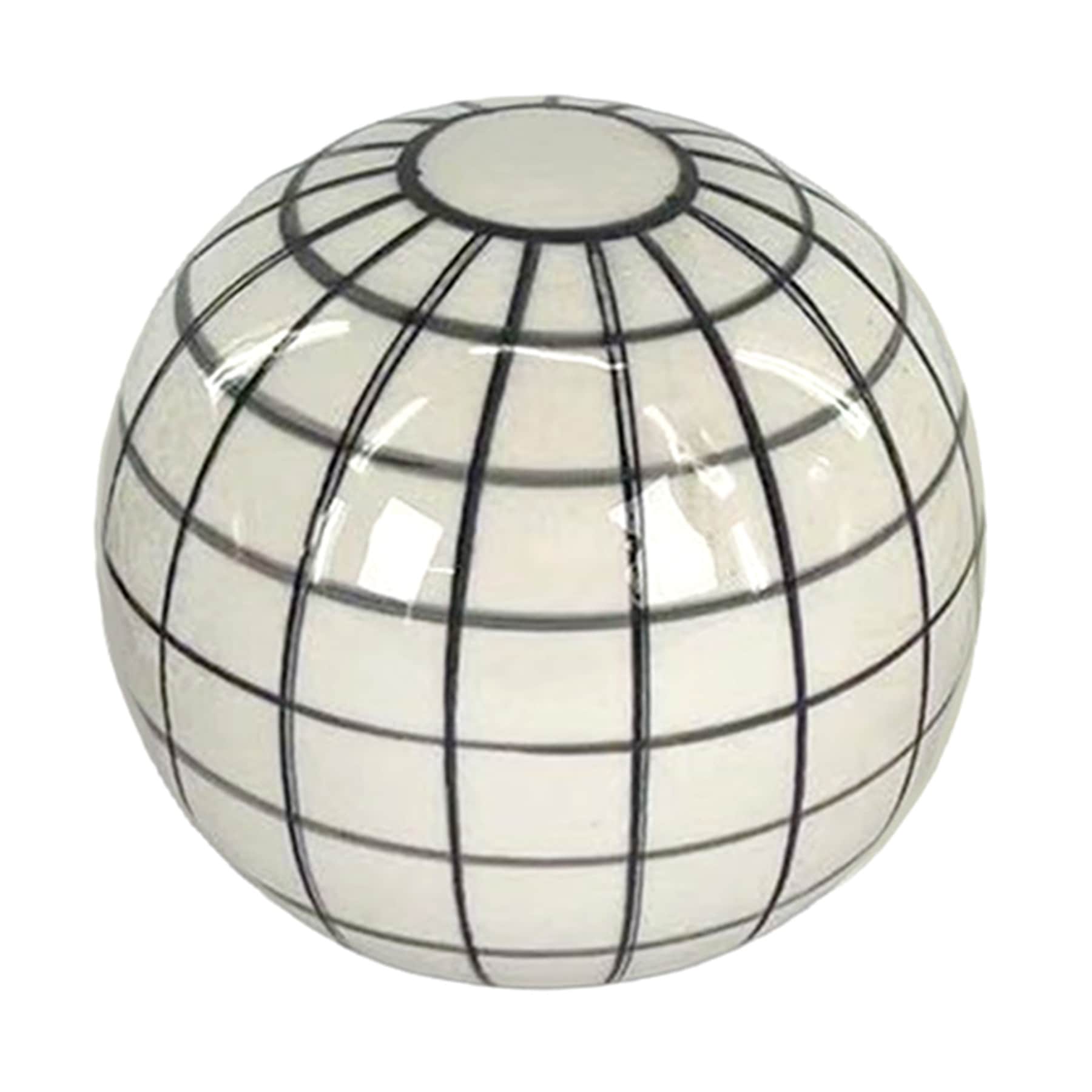 3-Piece Black & White Patterned Ceramic Orbs, 3.5"