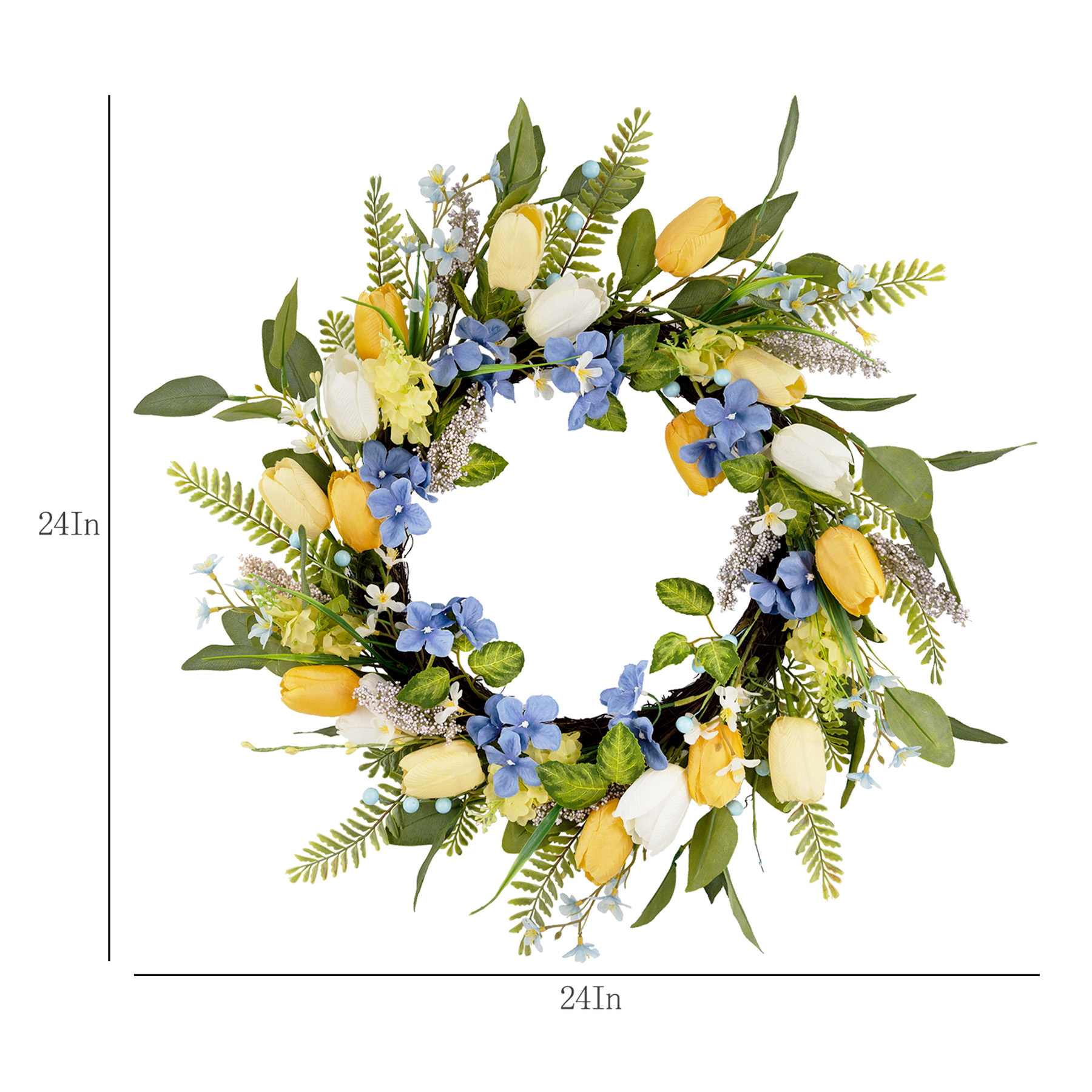 Mixed Tulips & Wildflower Wreath, 24"