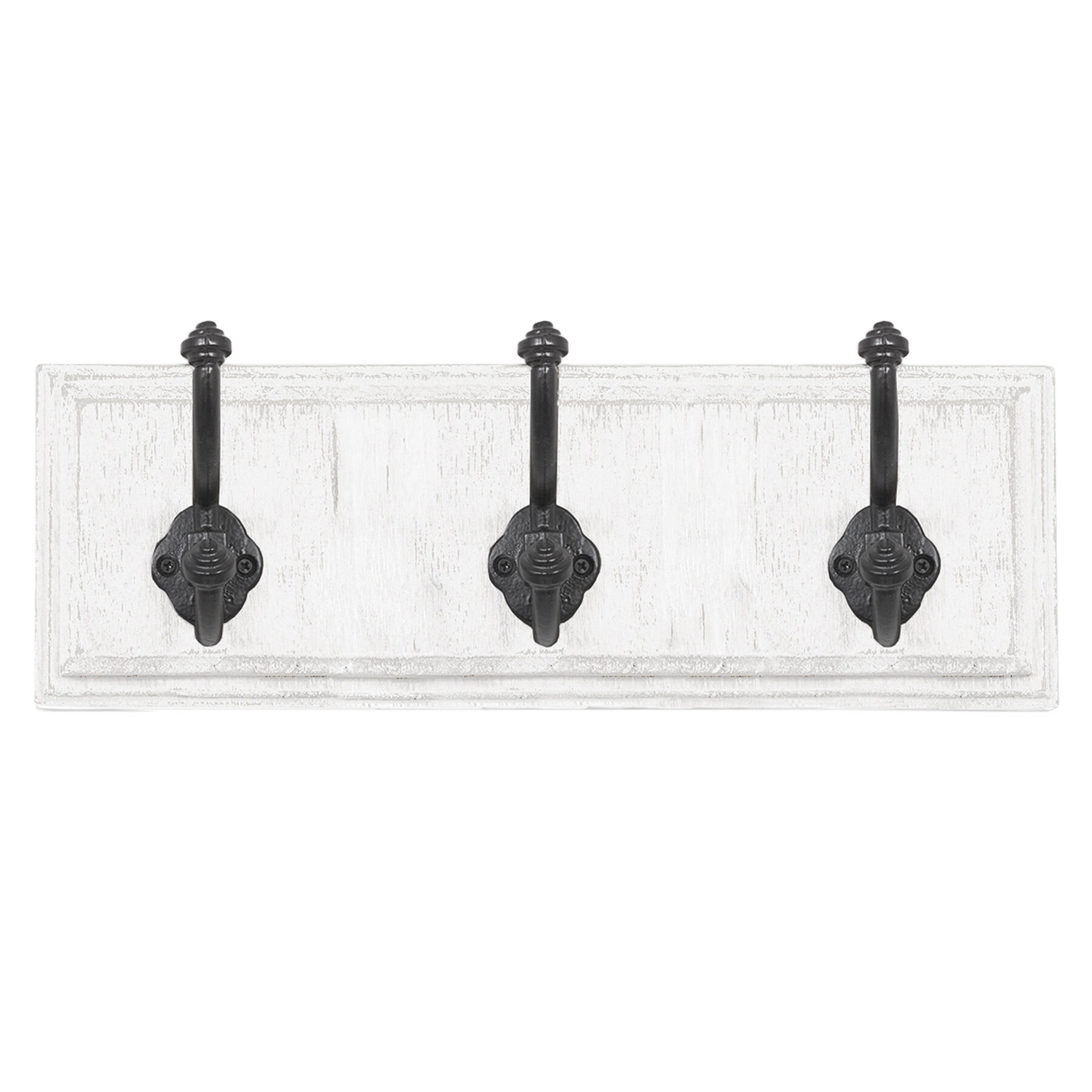 3-Hook Distressed White Rack, 5x15