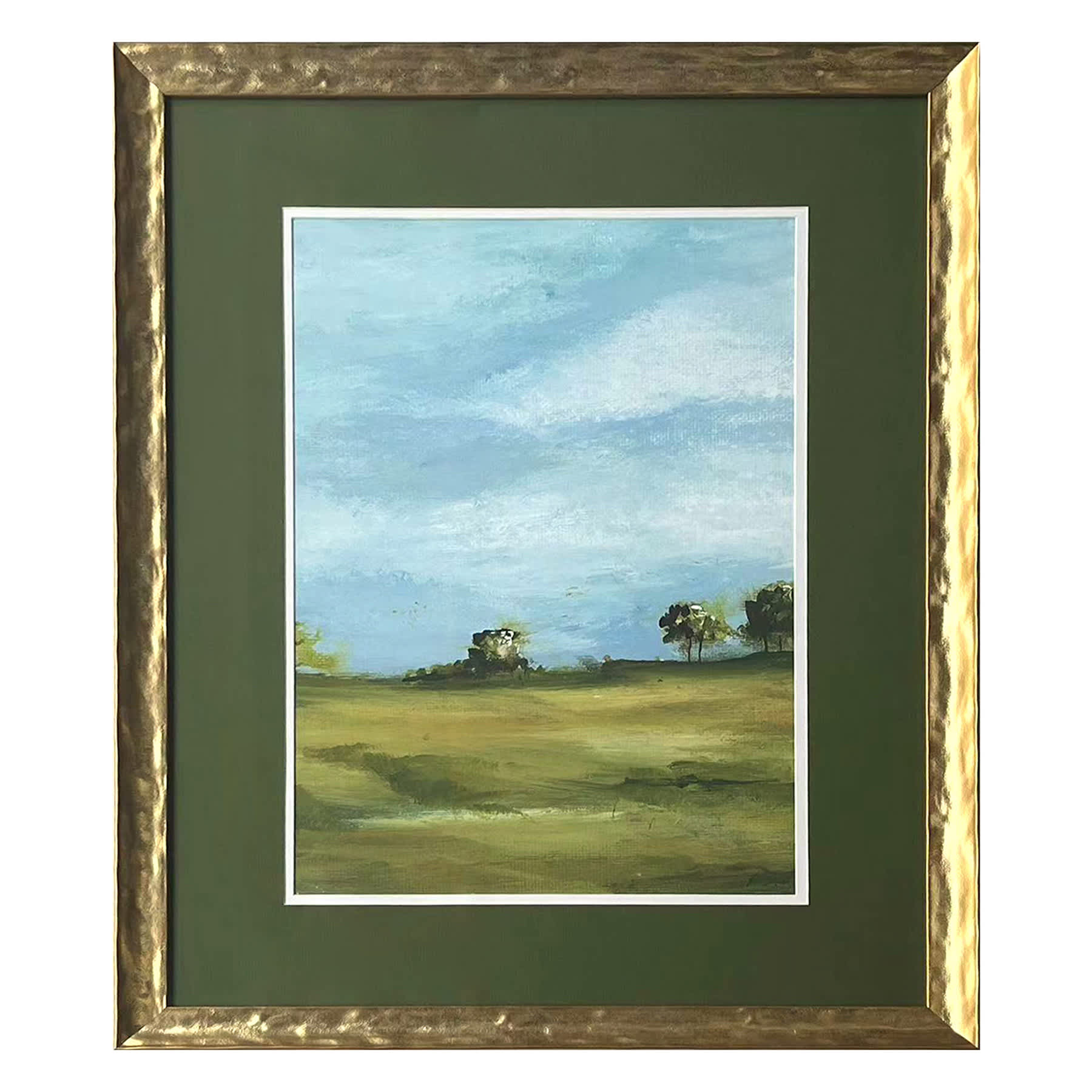 Glass Framed Grassy Landscape Print Wall Art, 20x26
